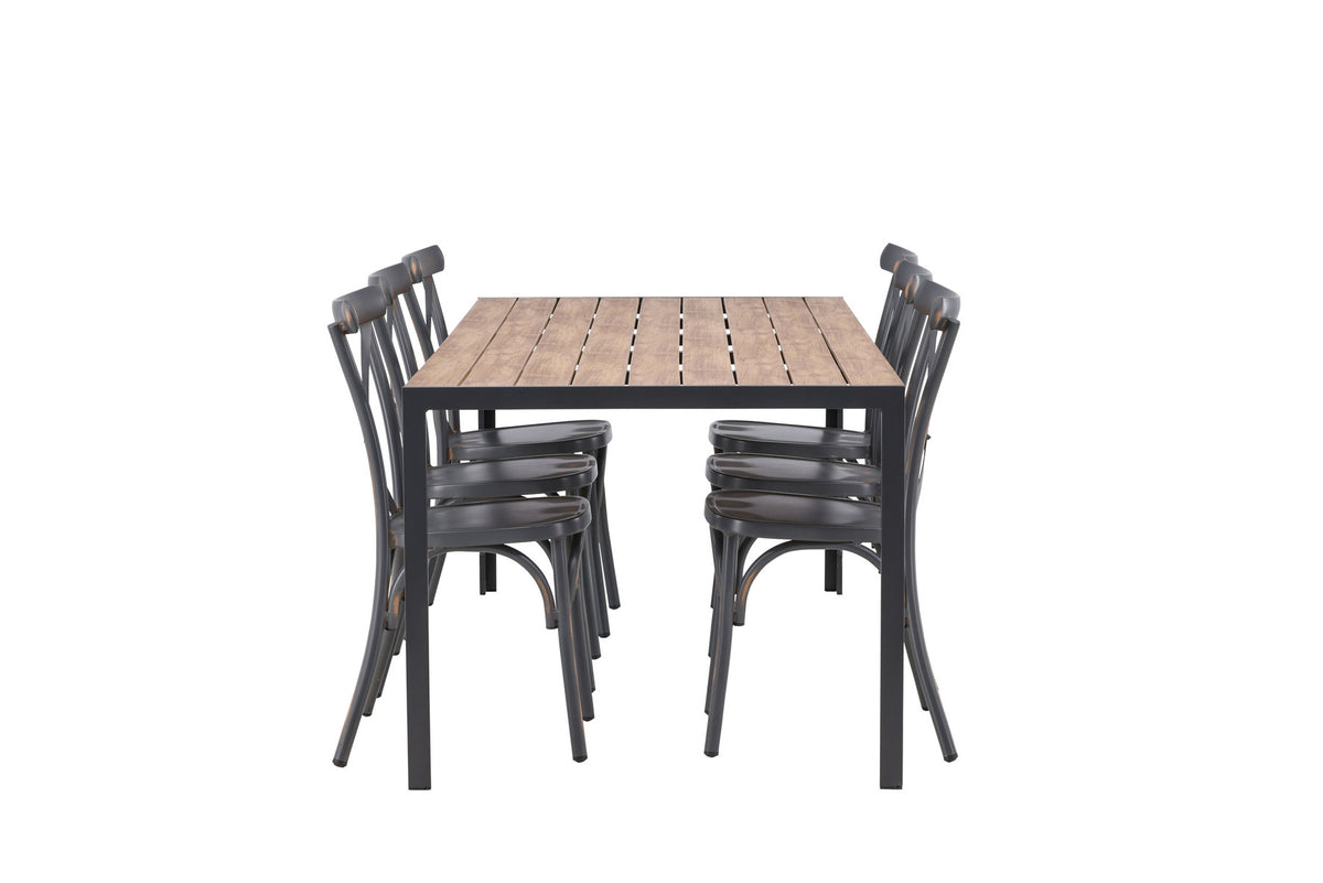 Break Outdoor-Tischset + Peking 205cm/6St. in Dunkelgrau präsentiert im Onlineshop von KAQTU Design AG. Gartentischset ist von Venture Home