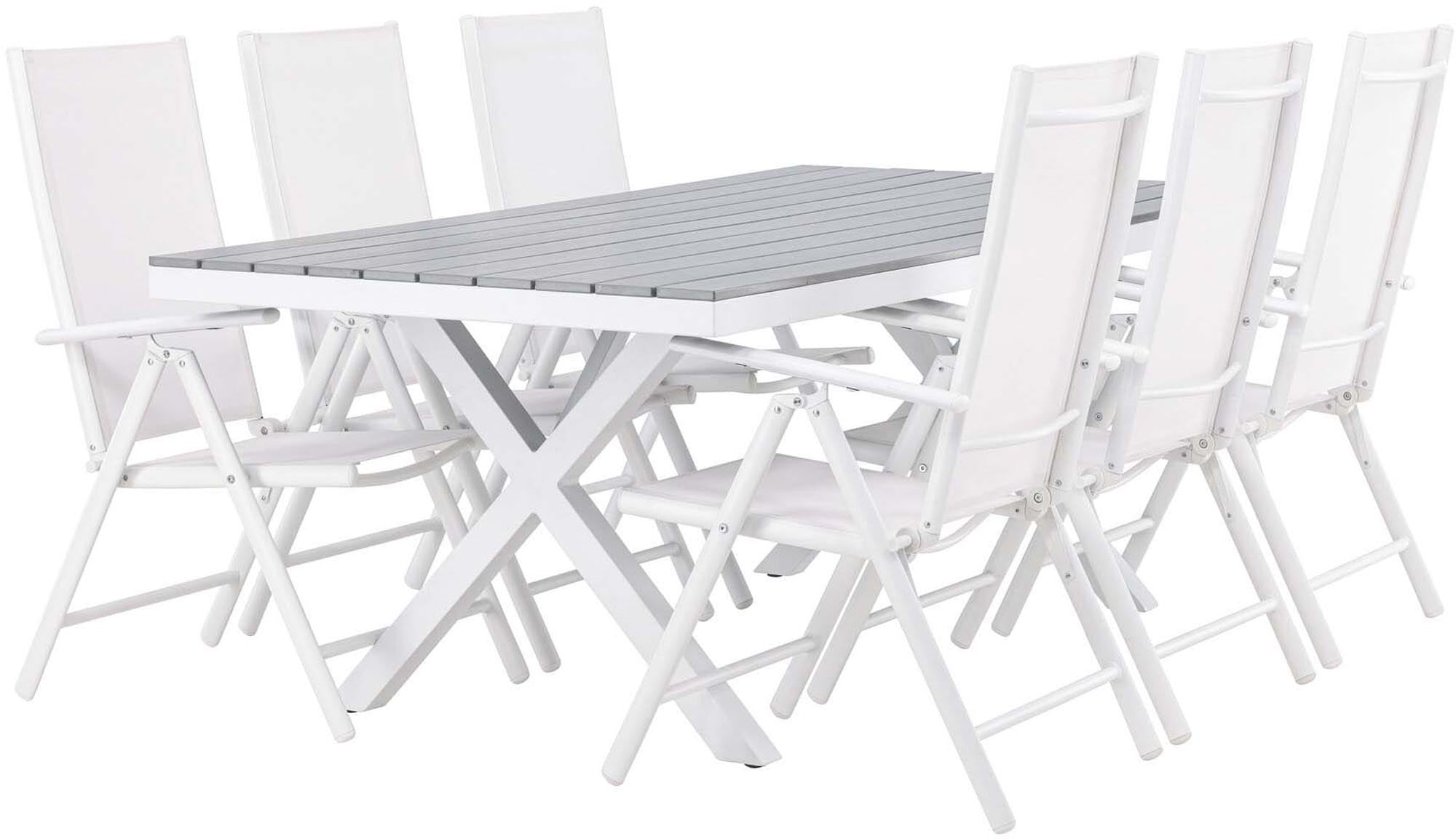 Robustes 200cm Tischset für stilvolle Outdoor-Dinner zu sechst.