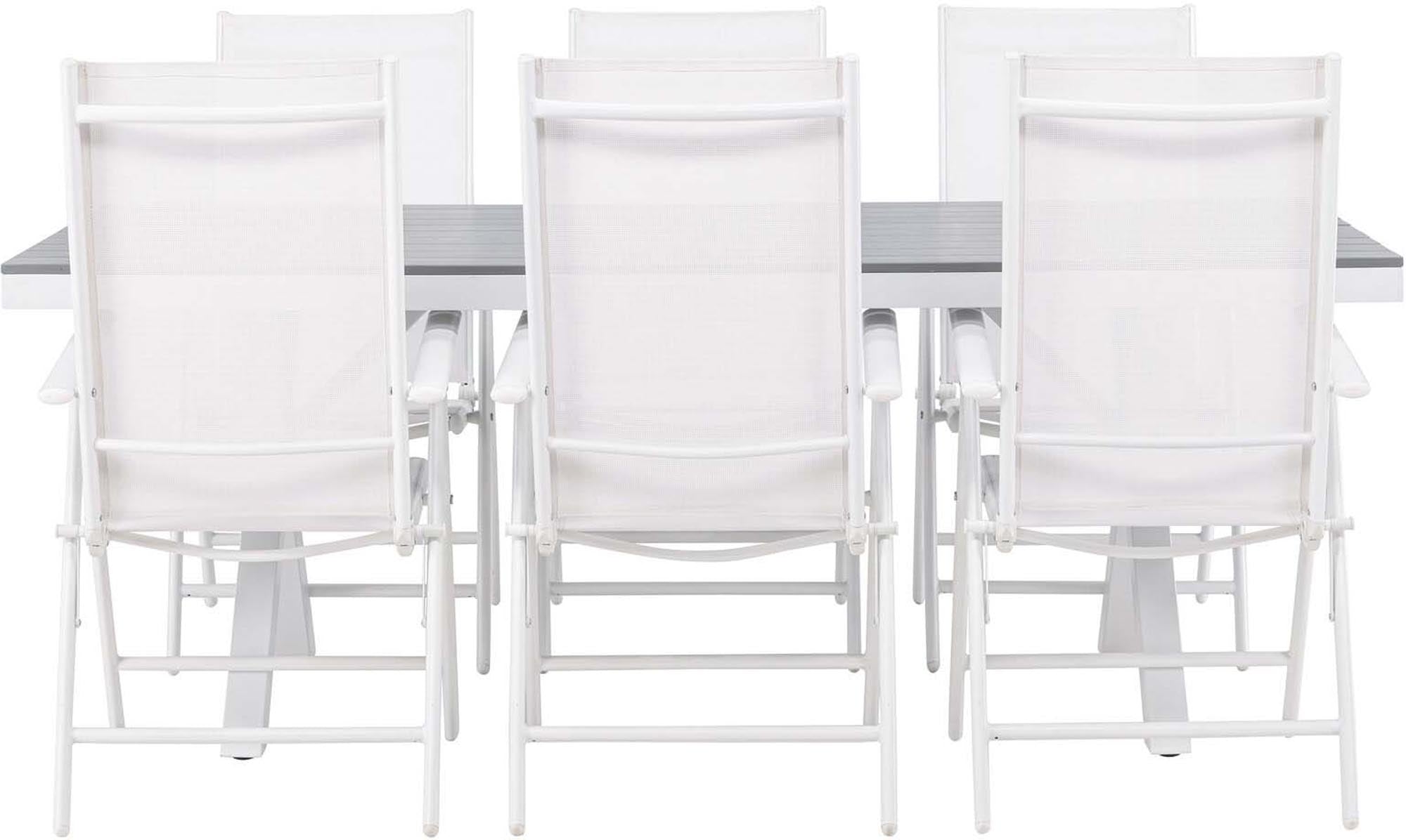 Stilvolles 200cm Tischset für gesellige Outdoor-Momente zu sechst.