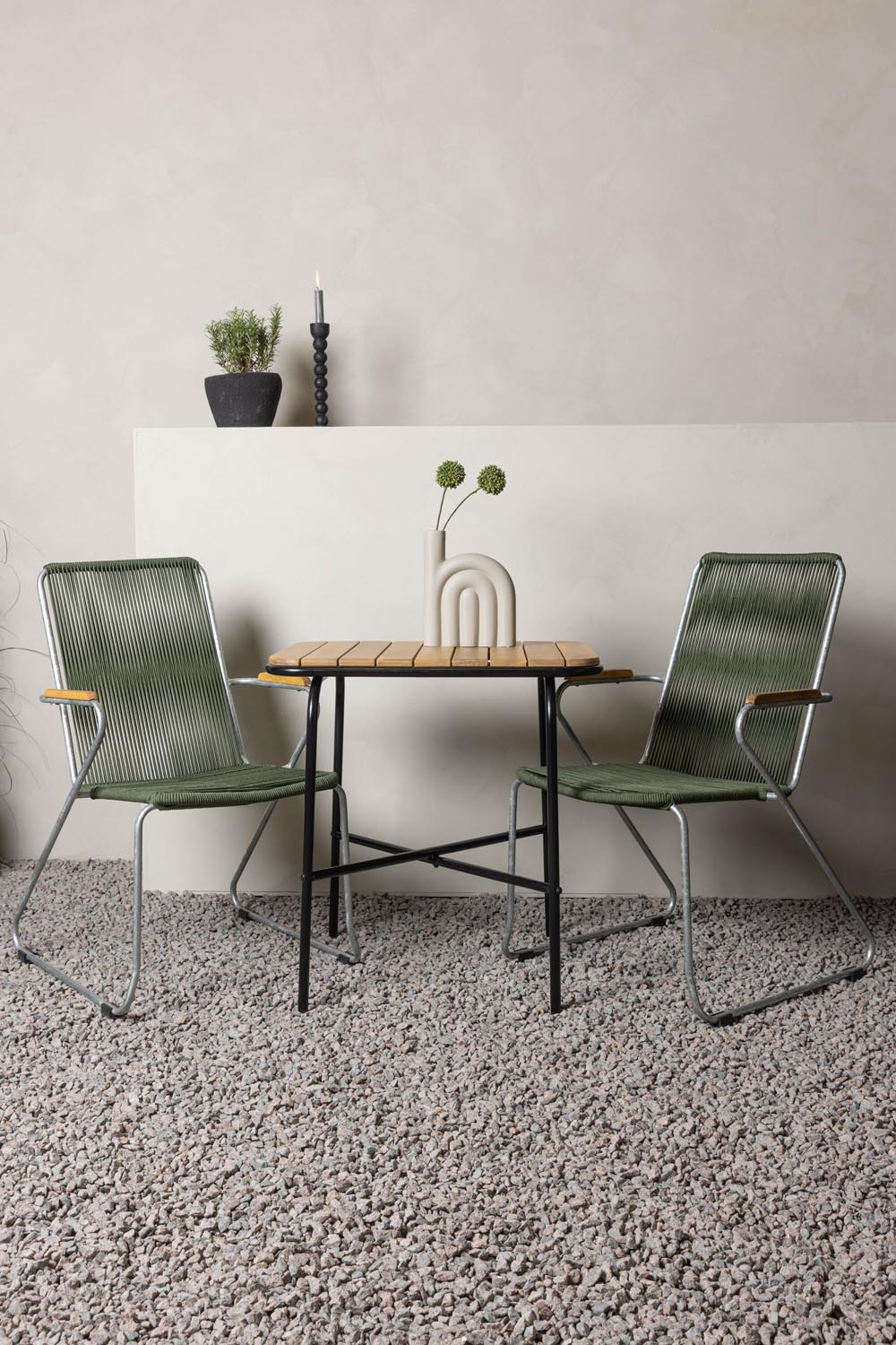 Holmbeck Outdoor-Tischset Bois 70cm/2St. in Grün, Silber präsentiert im Onlineshop von KAQTU Design AG. Gartentischset ist von Venture Home