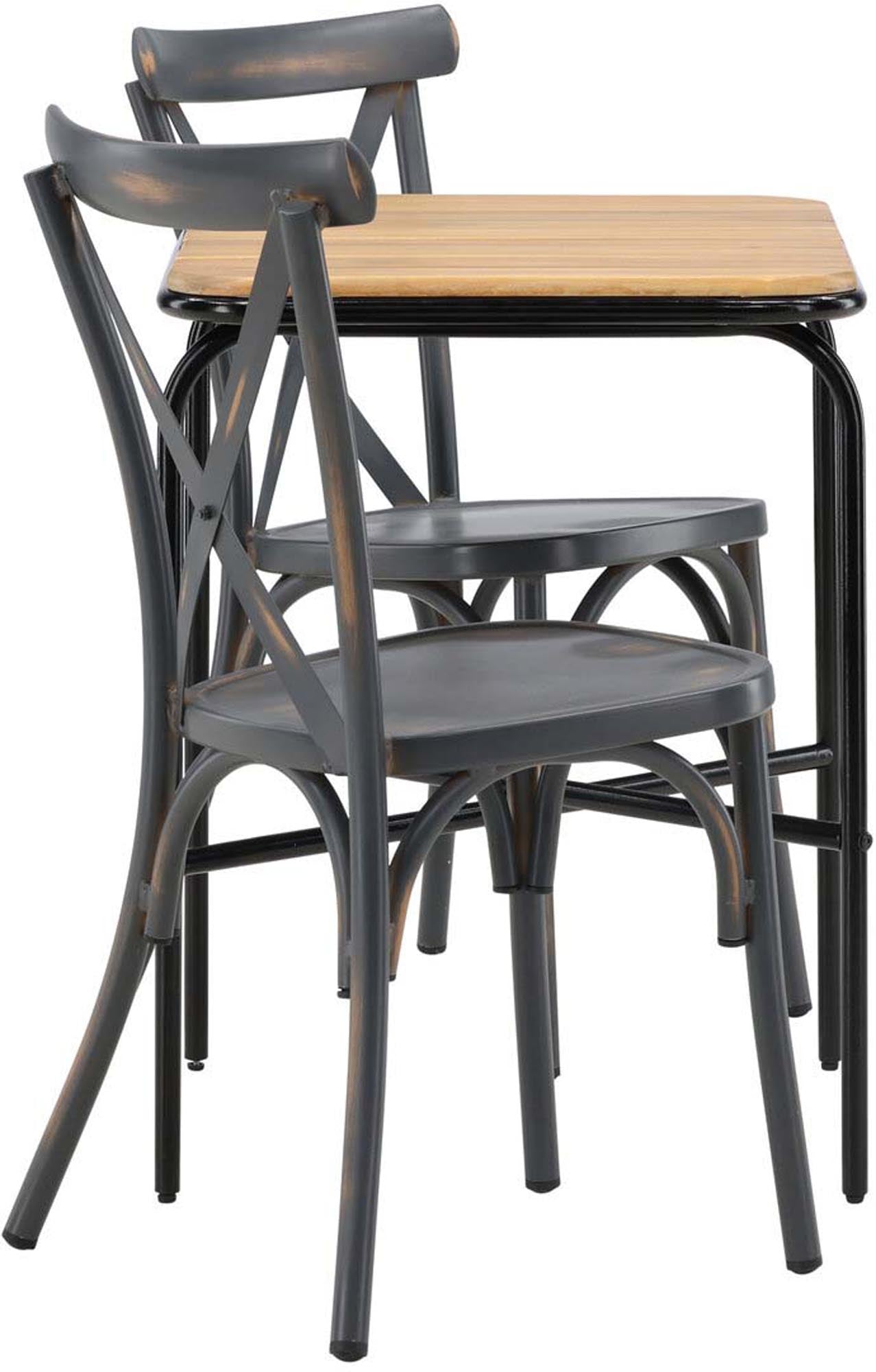 Genießen Sie stilvolle Momente im Freien mit dem Holmbeck Outdoor-Tischset Peking. Robuster Akazienholztisch und bequeme Stühle für jeden Außenbereich.