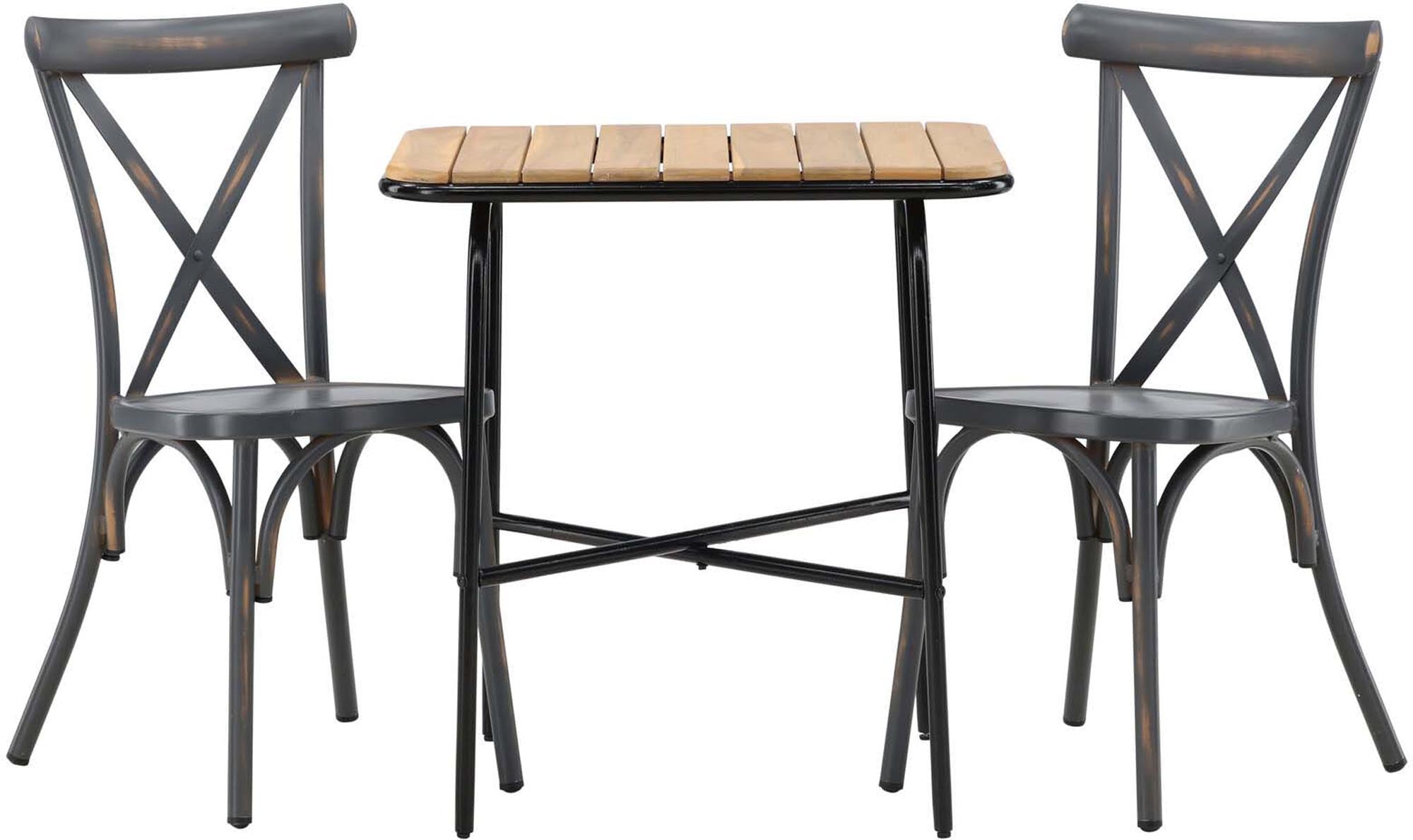 Stilvolles Outdoor-Set: Akazienholz-Tisch & bequeme Alu-Stühle für Balkon & Terrasse.