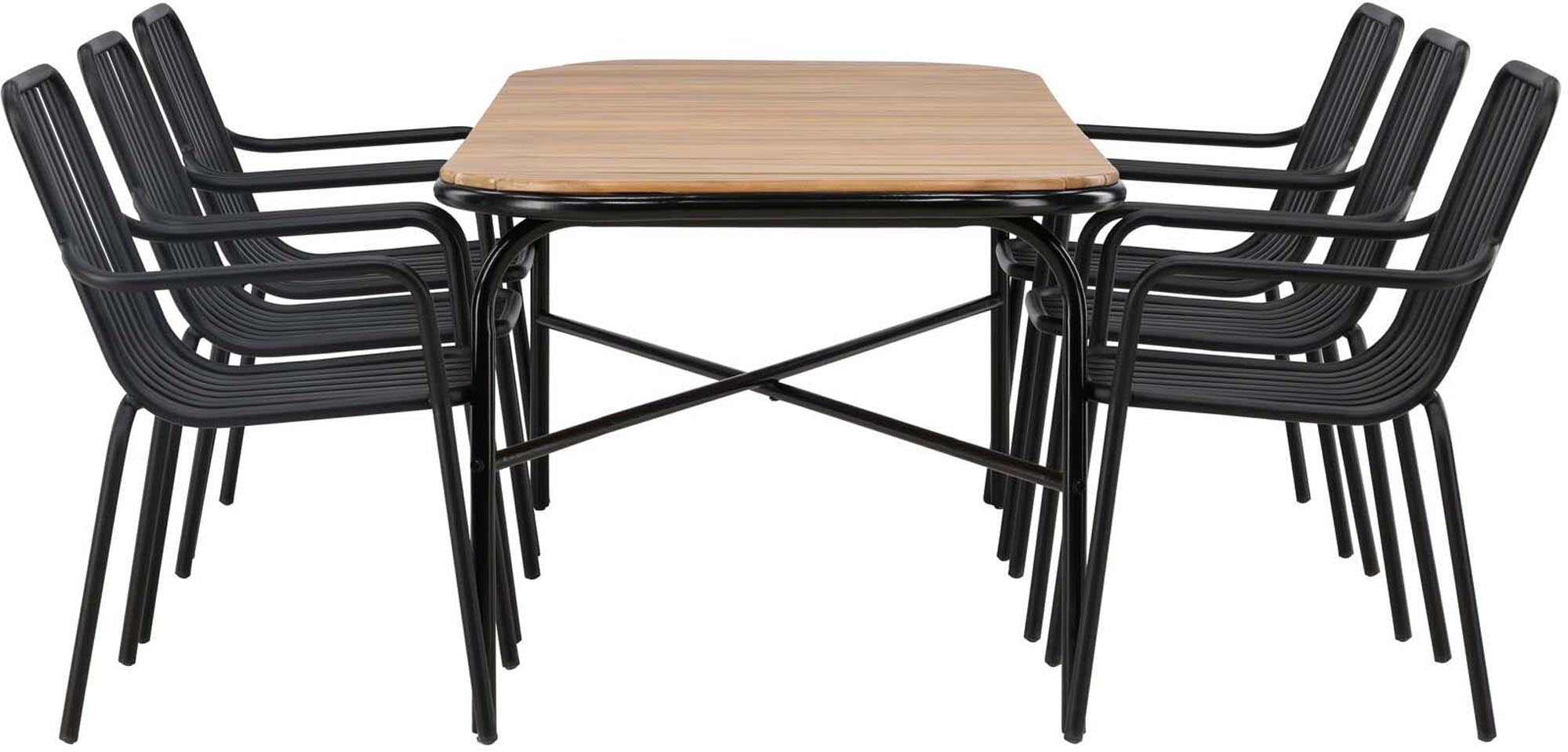 Entdecken Sie das Holmbeck Outdoor-Tischset Peking 200cm/6St. von Venture Home – stilvoll, langlebig und perfekt für gesellige Grillabende im Garten.