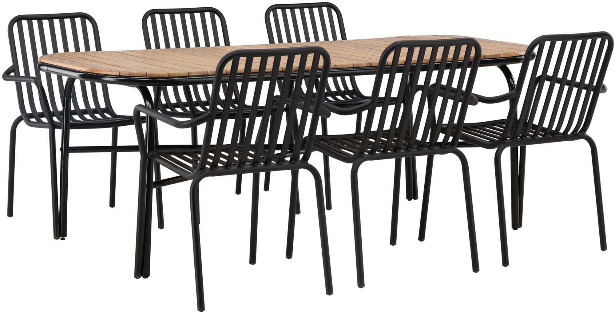 Elegantes Outdoor-Tischset für 6 Personen, ideal für Gartenfeiern. Hochwertige Materialien und modernes Design für unvergessliche Momente.