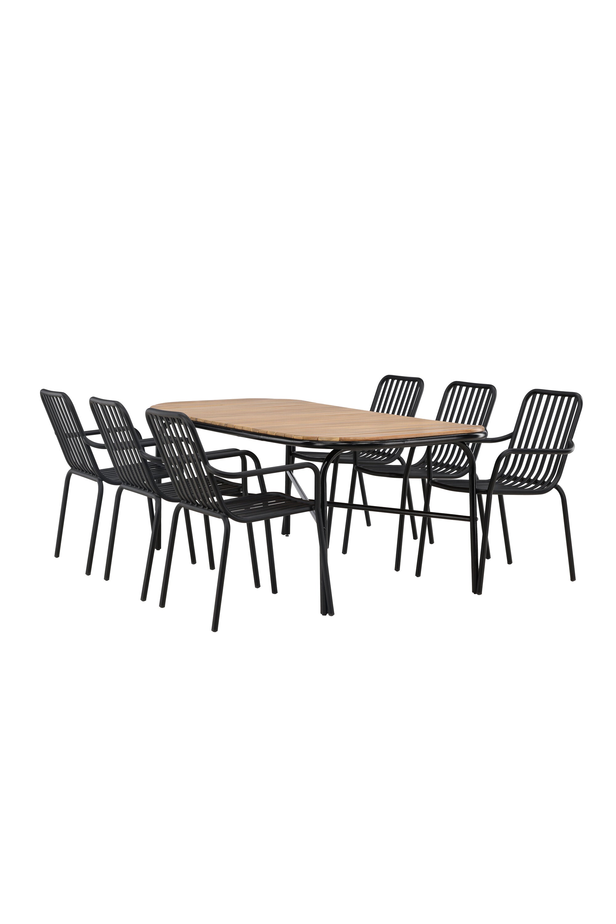 Holmbeck Outdoor-Tischset Peking 200cm/6St. in Schwarz präsentiert im Onlineshop von KAQTU Design AG. Gartentischset ist von Venture Home