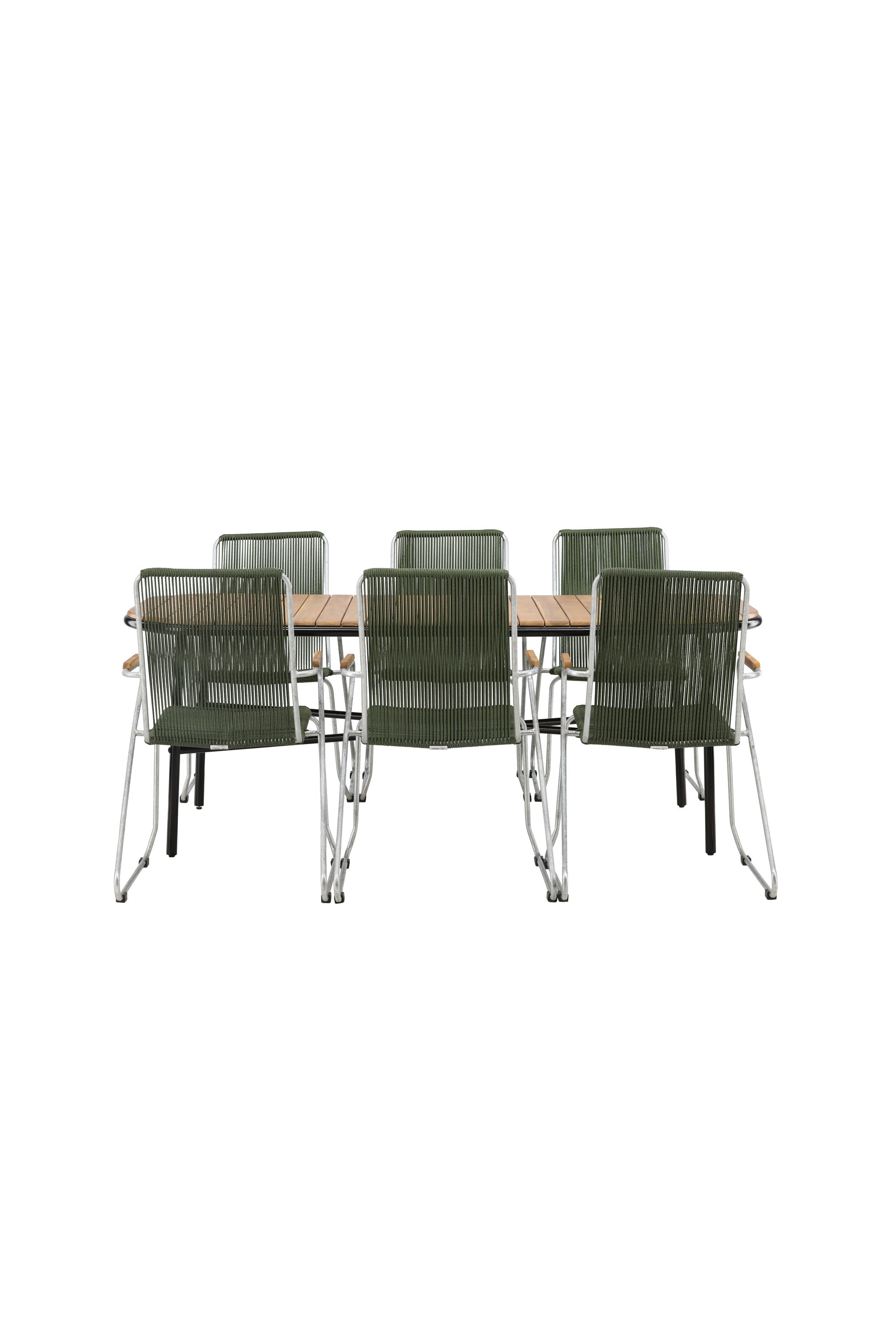 Holmbeck Outdoor-Tischset Bois 200cm/6St. in Grün, Silber präsentiert im Onlineshop von KAQTU Design AG. Gartentischset ist von Venture Home