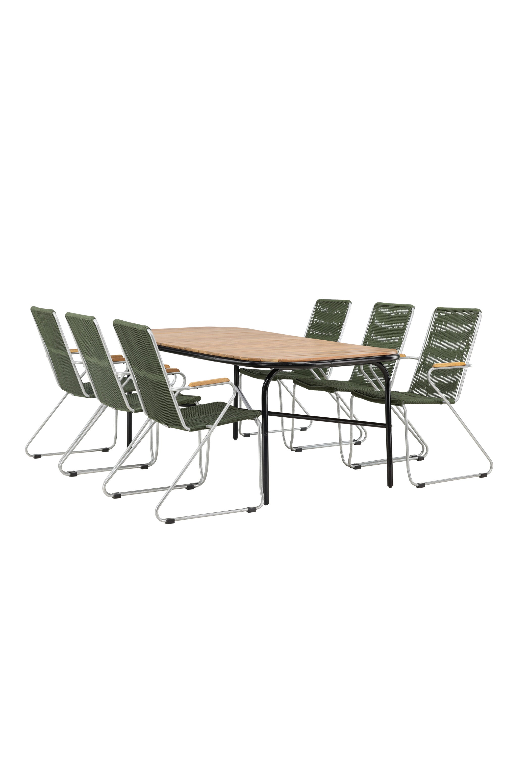 Holmbeck Outdoor-Tischset Bois 200cm/6St. in Grün, Silber präsentiert im Onlineshop von KAQTU Design AG. Gartentischset ist von Venture Home