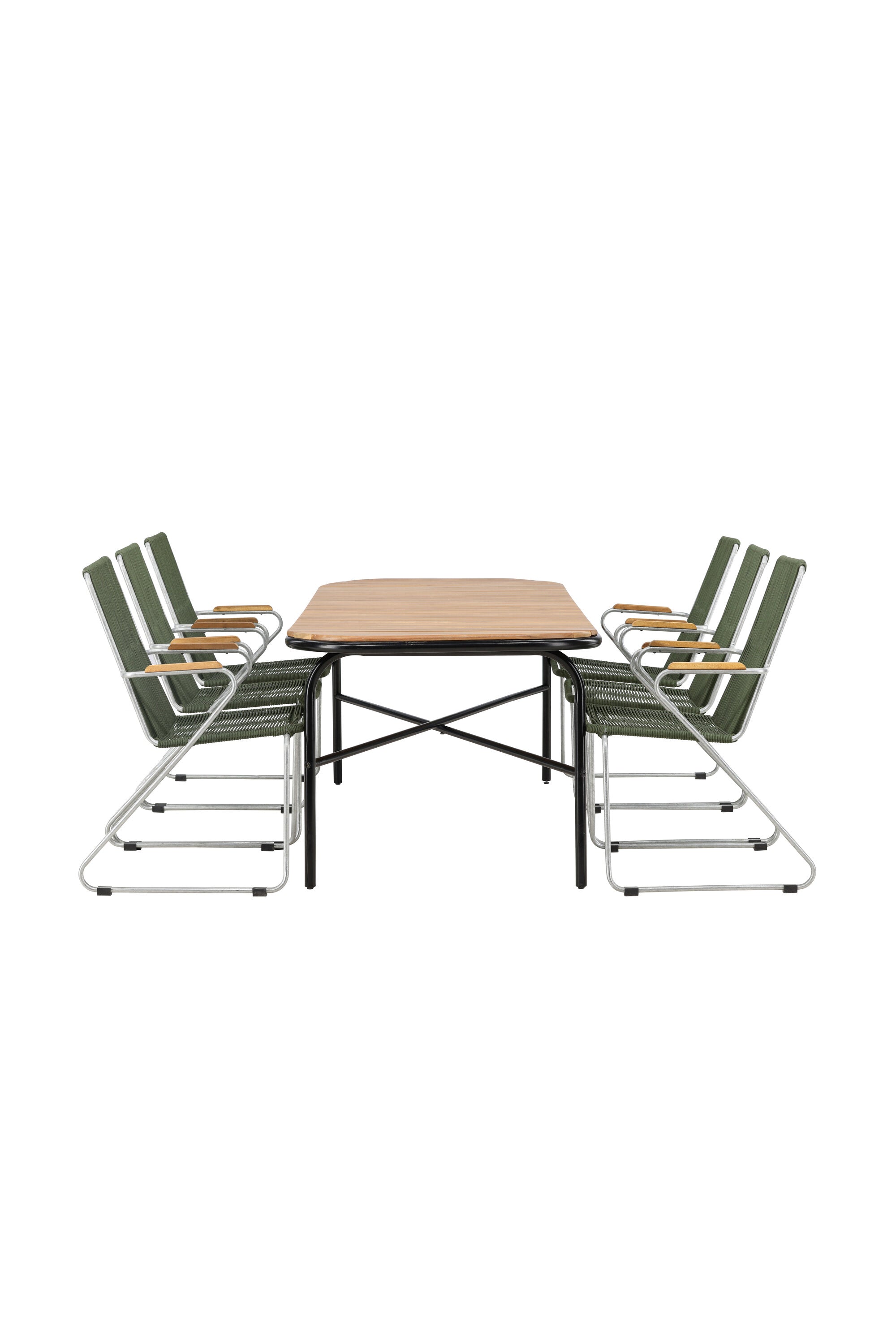 Holmbeck Outdoor-Tischset Bois 200cm/6St. in Grün, Silber präsentiert im Onlineshop von KAQTU Design AG. Gartentischset ist von Venture Home
