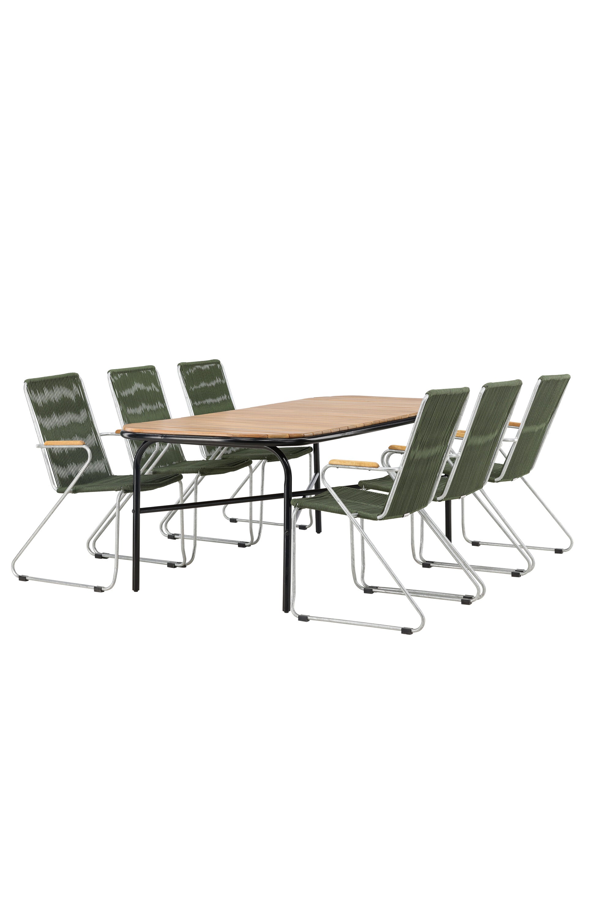 Holmbeck Outdoor-Tischset Bois 200cm/6St. in Grün, Silber präsentiert im Onlineshop von KAQTU Design AG. Gartentischset ist von Venture Home