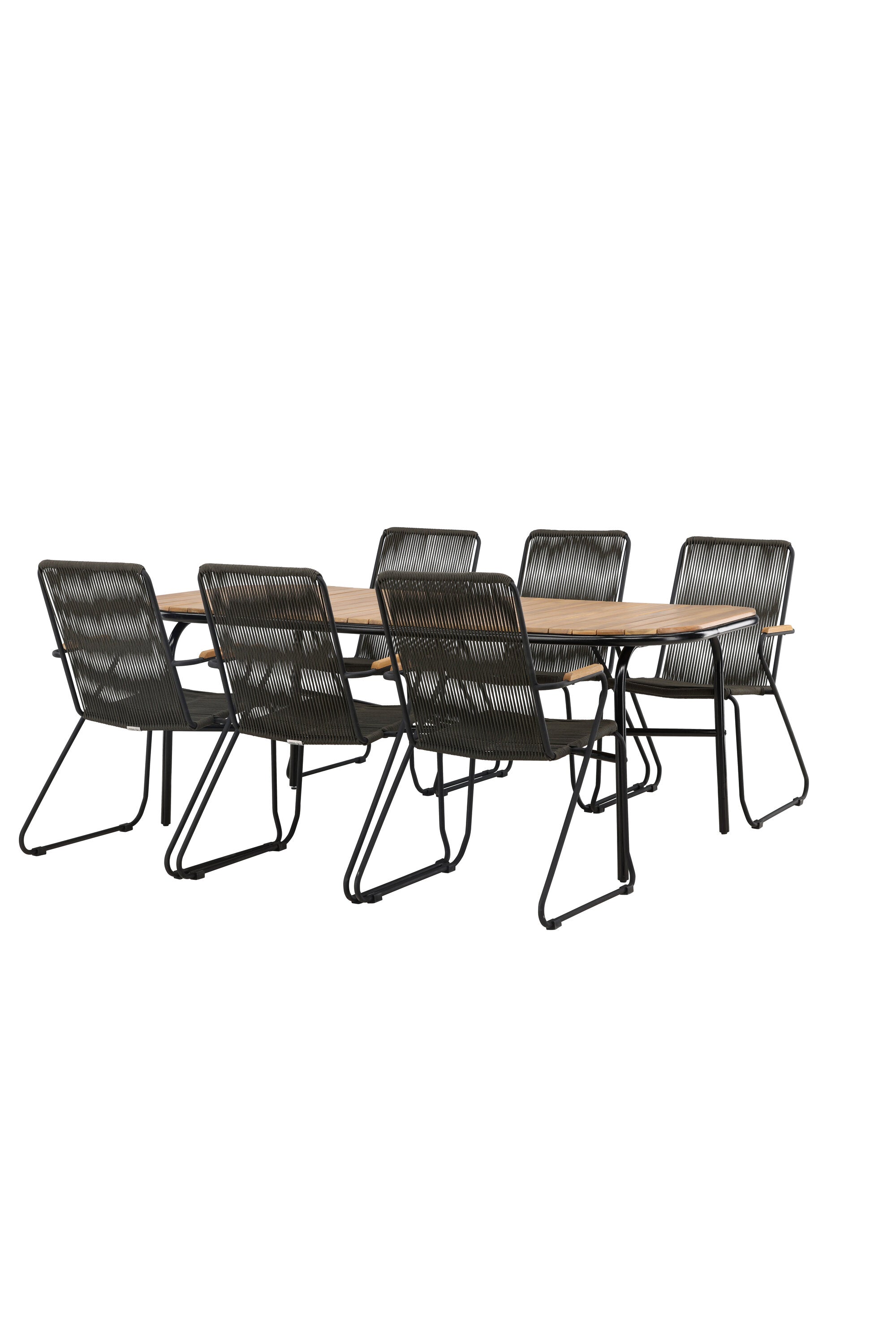 Holmbeck Outdoor-Tischset Bois 200cm/6St. in Schwarz, Dunkelgrau präsentiert im Onlineshop von KAQTU Design AG. Gartentischset ist von Venture Home