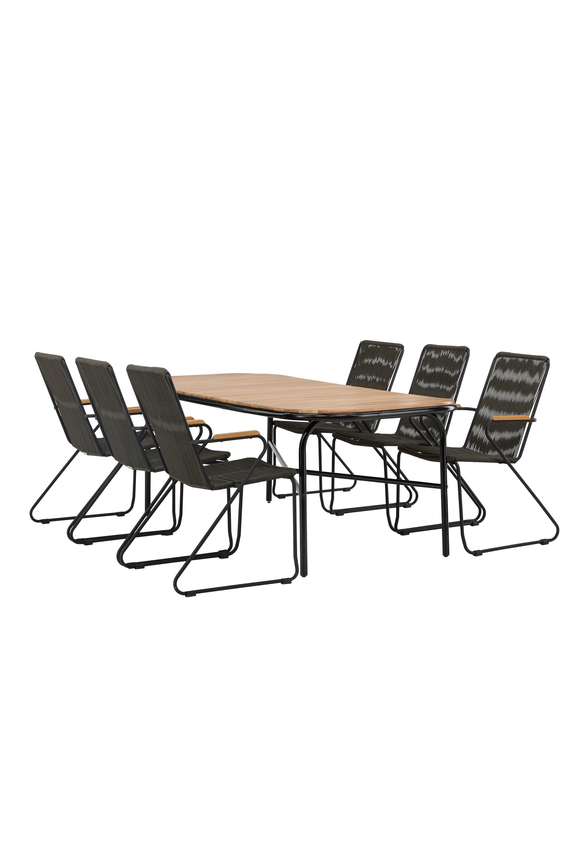Holmbeck Outdoor-Tischset Bois 200cm/6St. in Schwarz, Dunkelgrau präsentiert im Onlineshop von KAQTU Design AG. Gartentischset ist von Venture Home