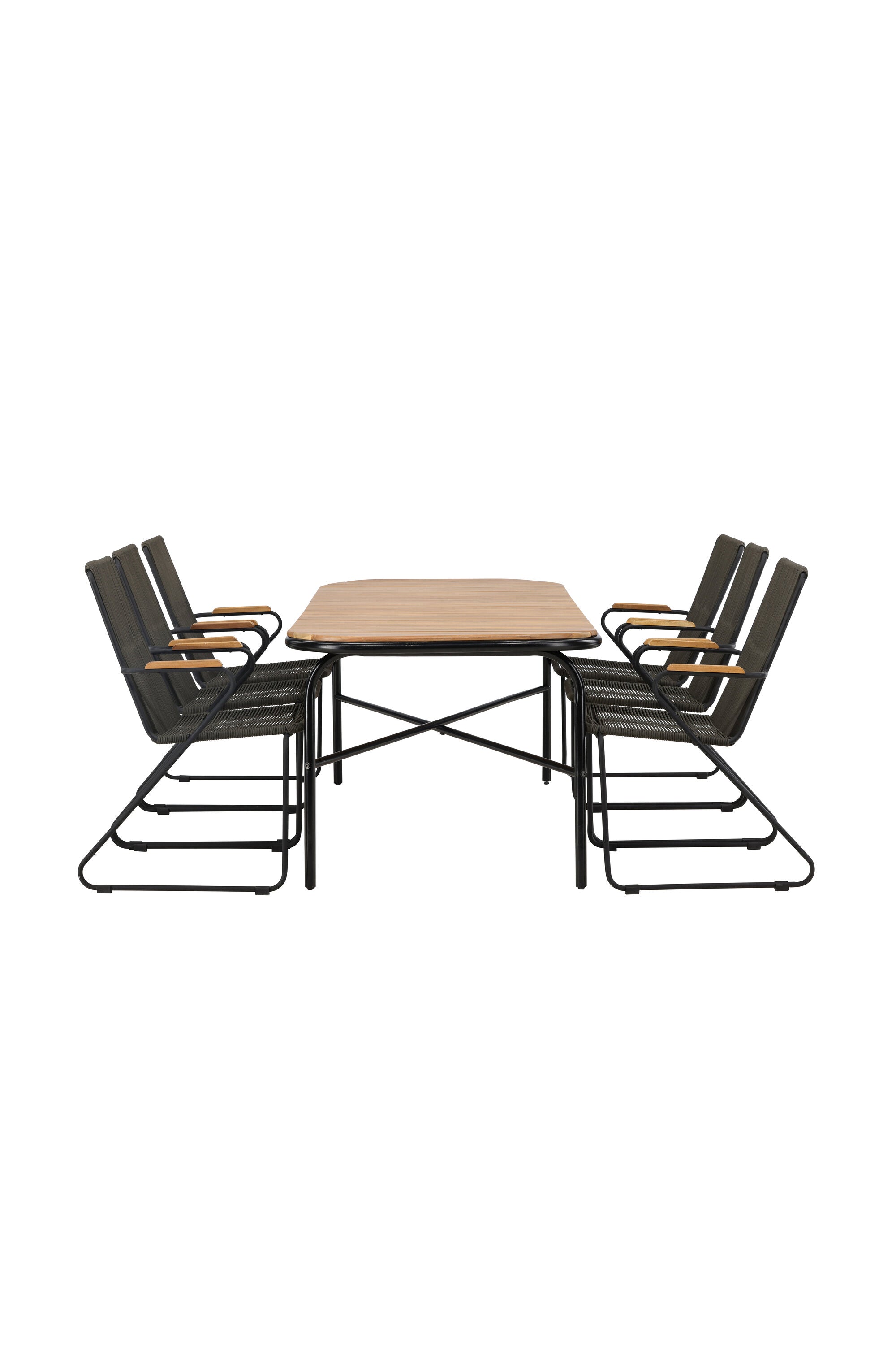 Holmbeck Outdoor-Tischset Bois 200cm/6St. in Schwarz, Dunkelgrau präsentiert im Onlineshop von KAQTU Design AG. Gartentischset ist von Venture Home