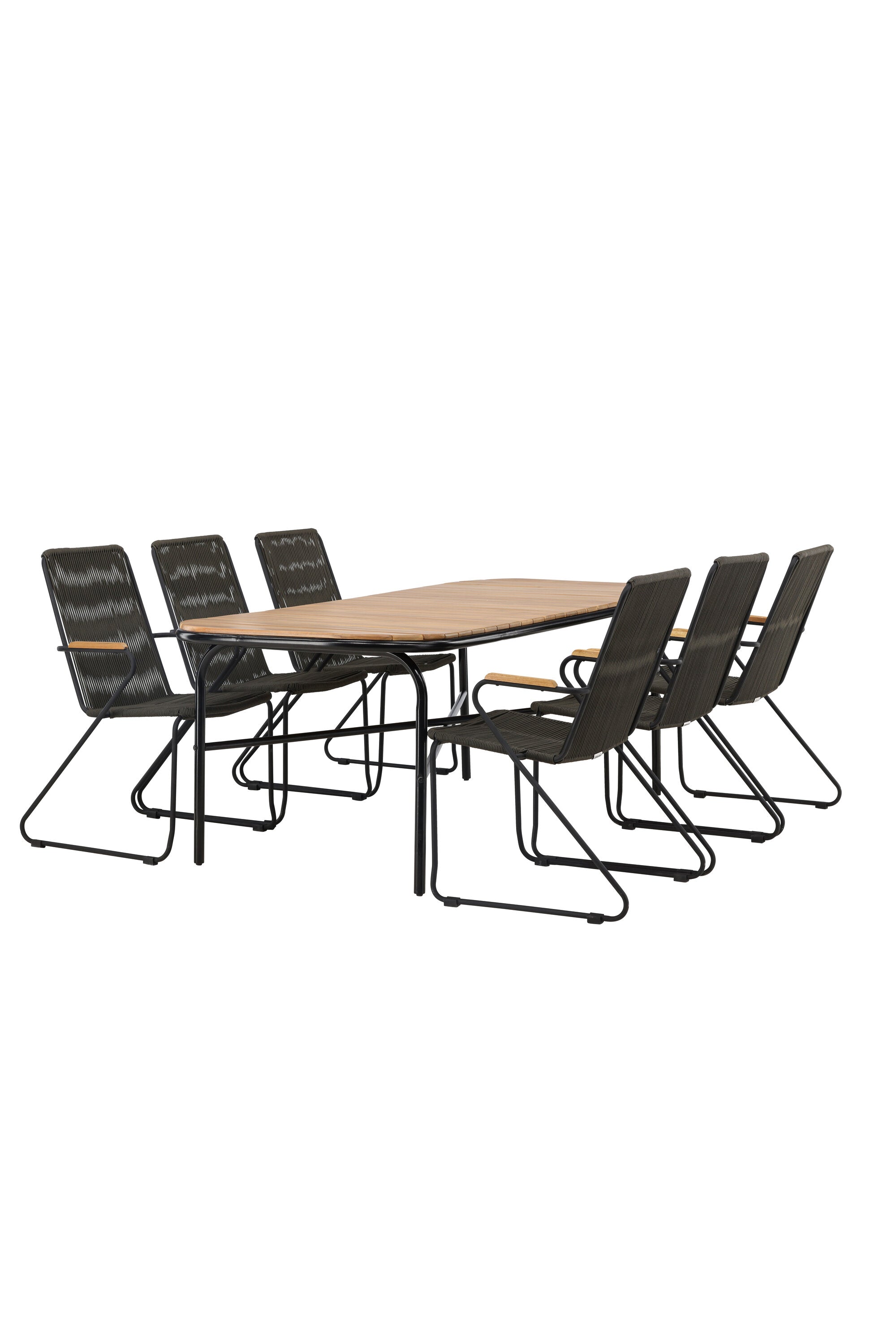 Holmbeck Outdoor-Tischset Bois 200cm/6St. in Schwarz, Dunkelgrau präsentiert im Onlineshop von KAQTU Design AG. Gartentischset ist von Venture Home