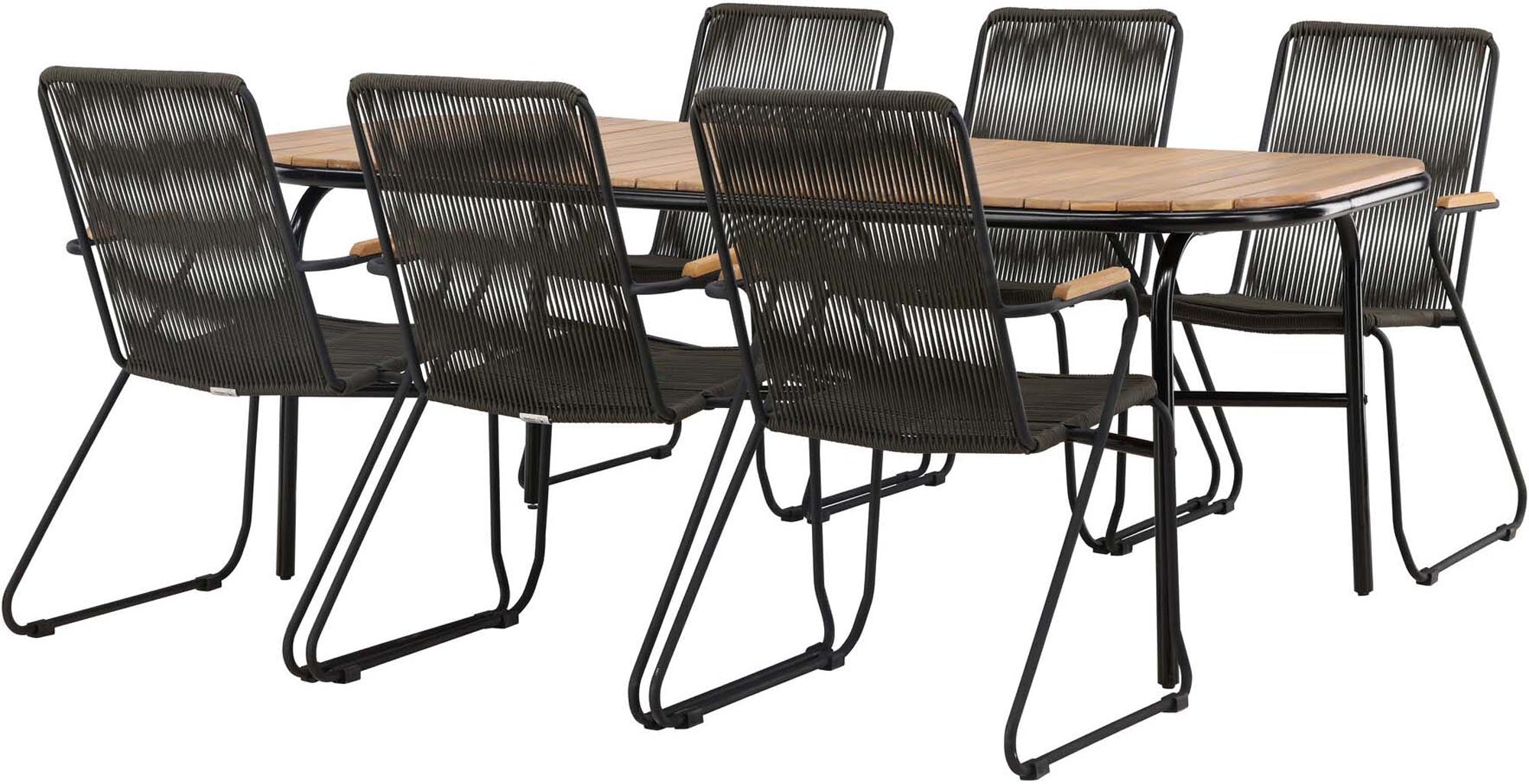 Holmbeck Outdoor-Tischset Bois: Stilvolles Gartentischset aus Akazie und Stahl für gesellige Runden im Freien. Ideal für jeden Außenbereich.