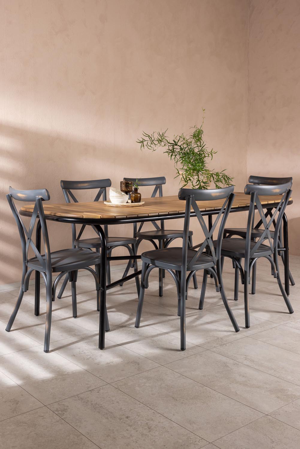 Holmbeck Outdoor-Tischset Peking 200cm/6St. in Dunkelgrau präsentiert im Onlineshop von KAQTU Design AG. Gartentischset ist von Venture Home