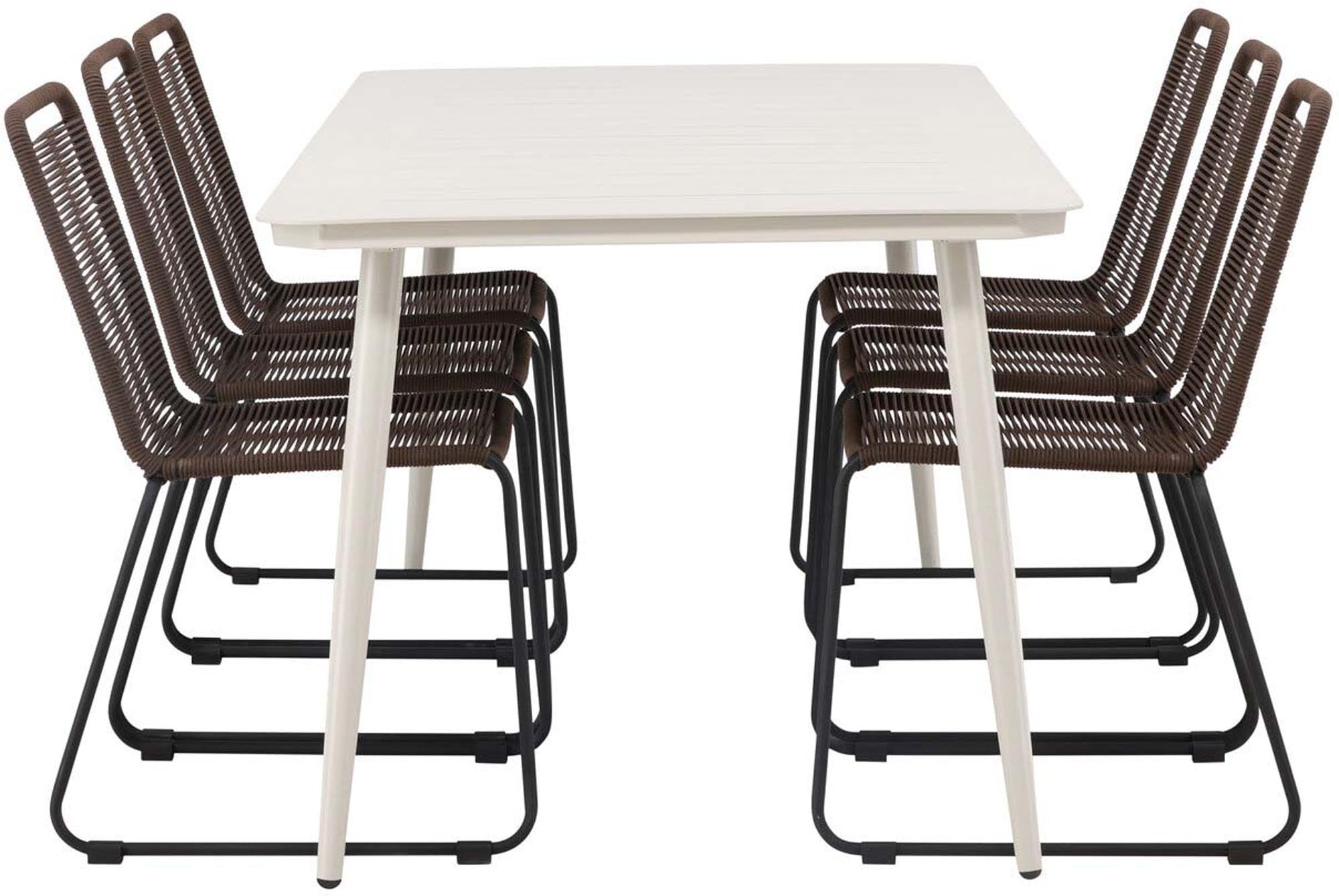 Lina Outdoor-Tischset + Lindos 200cm/6St. in Schwarz Braun präsentiert im Onlineshop von KAQTU Design AG. Gartentischset ist von Venture Home