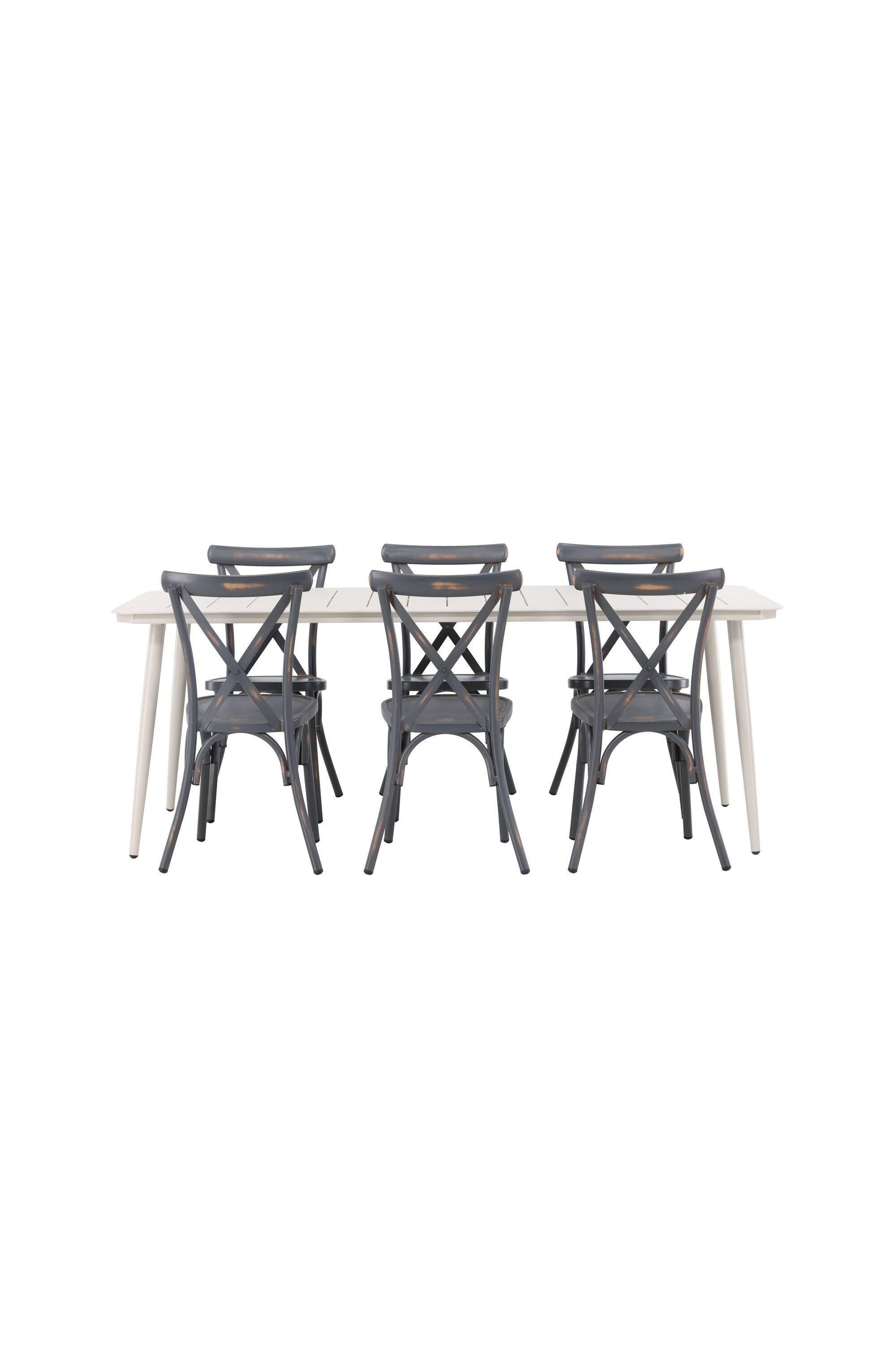 Lina Outdoor-Tischset + Peking 200cm/6St. in Dunkelgrau präsentiert im Onlineshop von KAQTU Design AG. Gartentischset ist von Venture Home