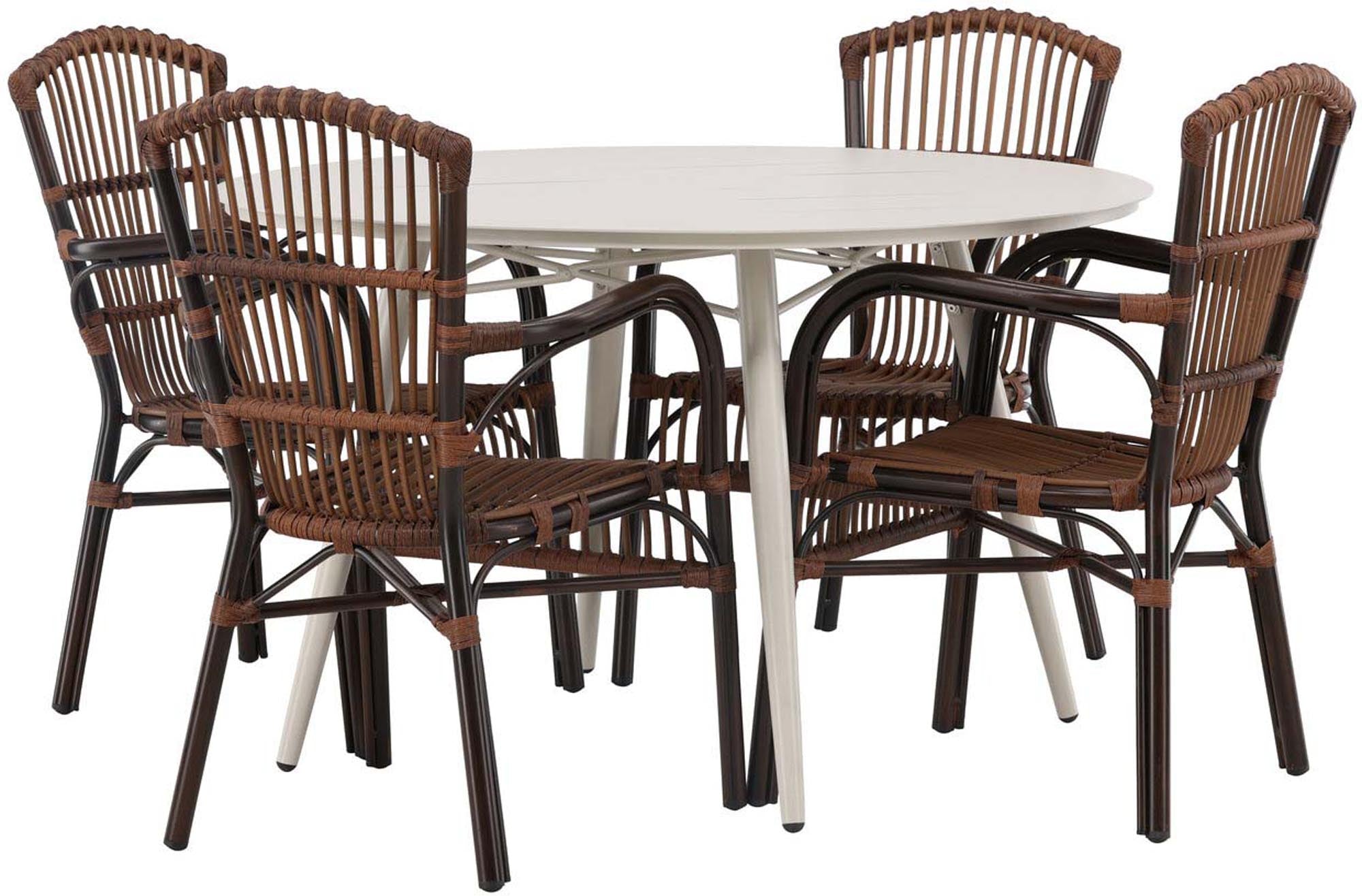 Venture Home: Lina Tischset mit 4 Galera Stühlen, Ø120cm, modern.