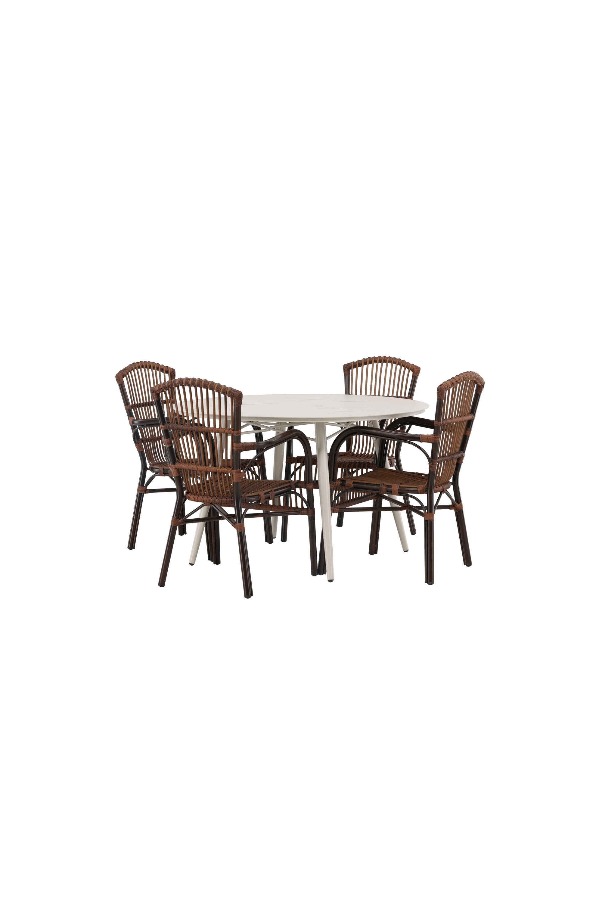 Lina Outdoor-Tischset + Galera ⌀120cm/4St. in Braun präsentiert im Onlineshop von KAQTU Design AG. Gartentischset ist von Venture Home