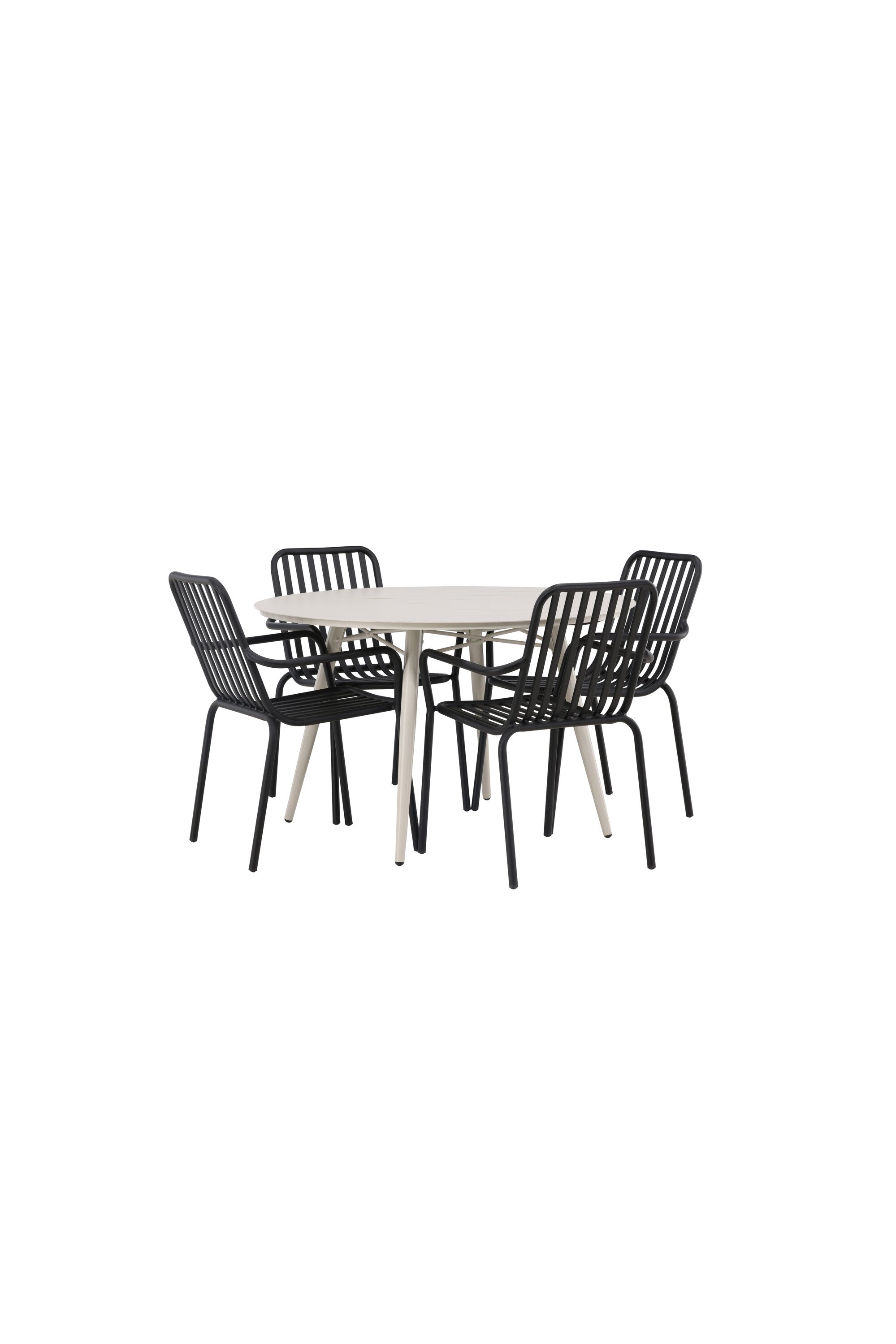 Lina Outdoor-Tischset + Peking ⌀120cm/4St. in Schwarz präsentiert im Onlineshop von KAQTU Design AG. Gartentischset ist von Venture Home