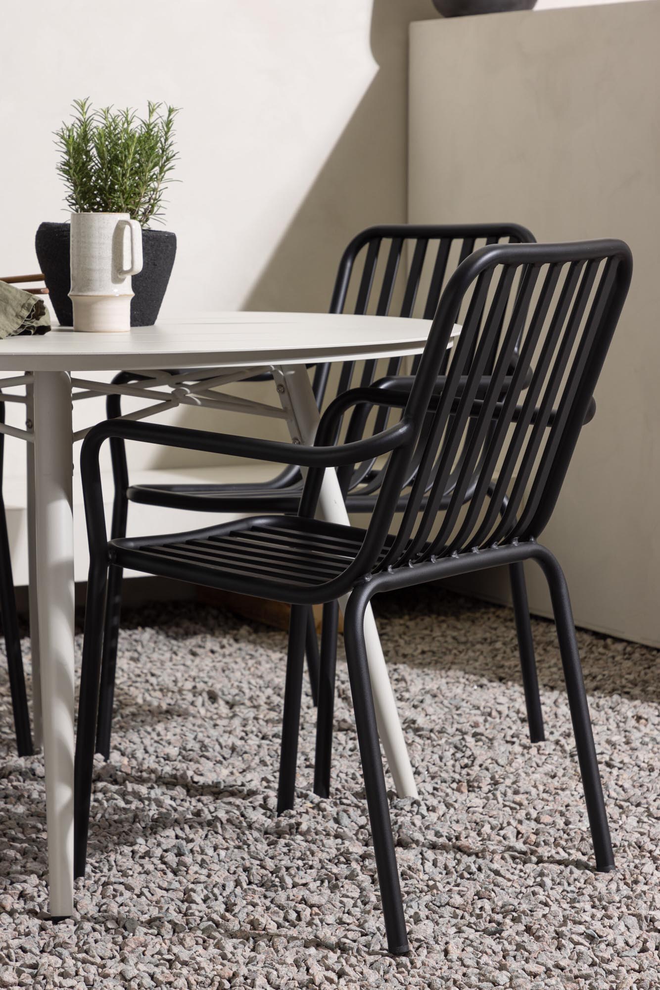 Stilvolles Lina Outdoor-Tischset mit 4 modernen Peking-Stühlen, perfekt für gesellige Momente im Freien. Hochwertig und langlebig!