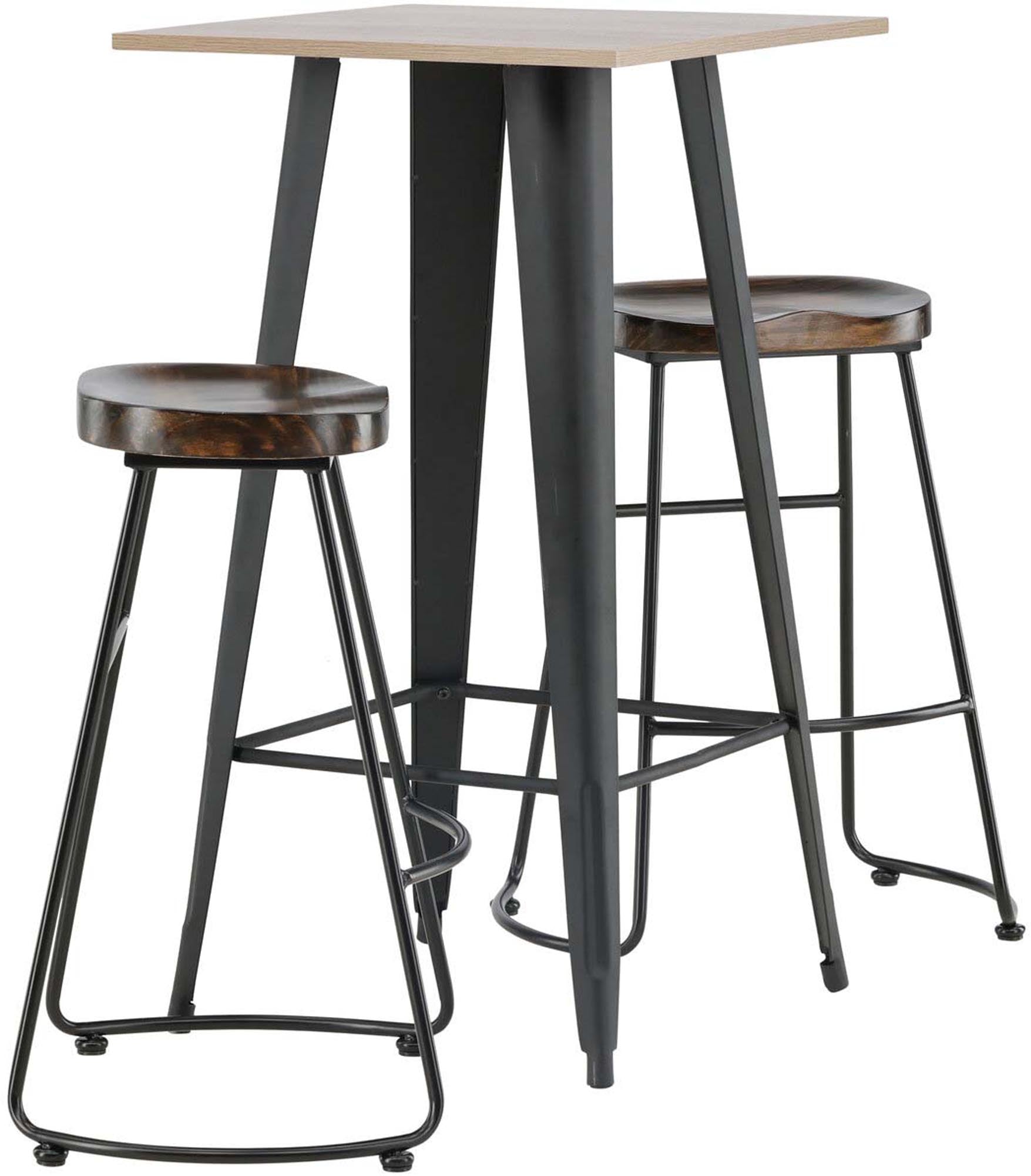 Stilvolles Barset: Walnuss-MDF & schwarzer Stahl, ideal für kleine Räume. Perfekt für moderne und klassische Stile.