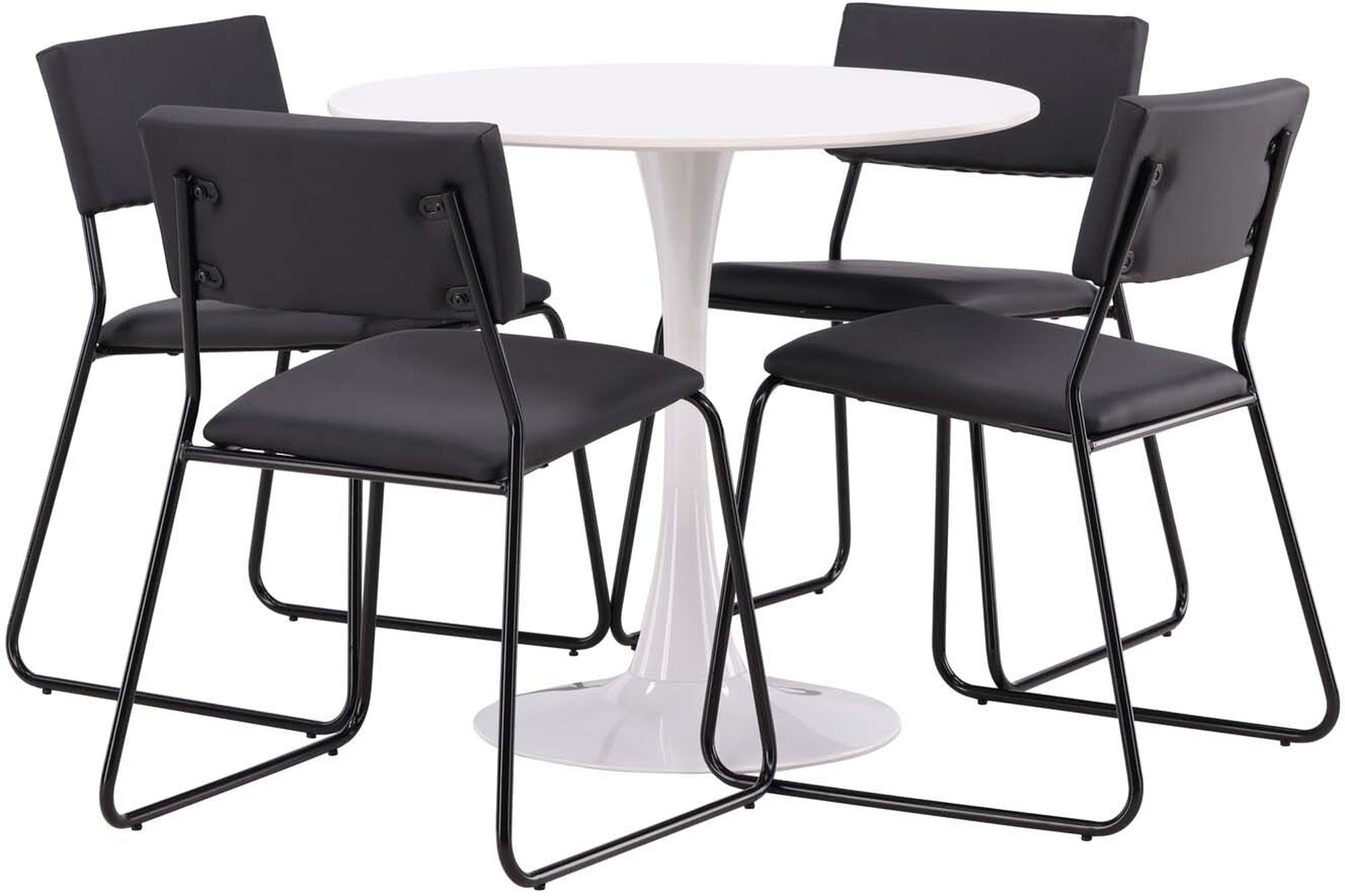 Elegantes Hamden Esszimmerset: runder Tisch (80cm) & 4 Kenth-Stühle. Modernes Design, hoher Komfort, ideal für gesellige Runden.