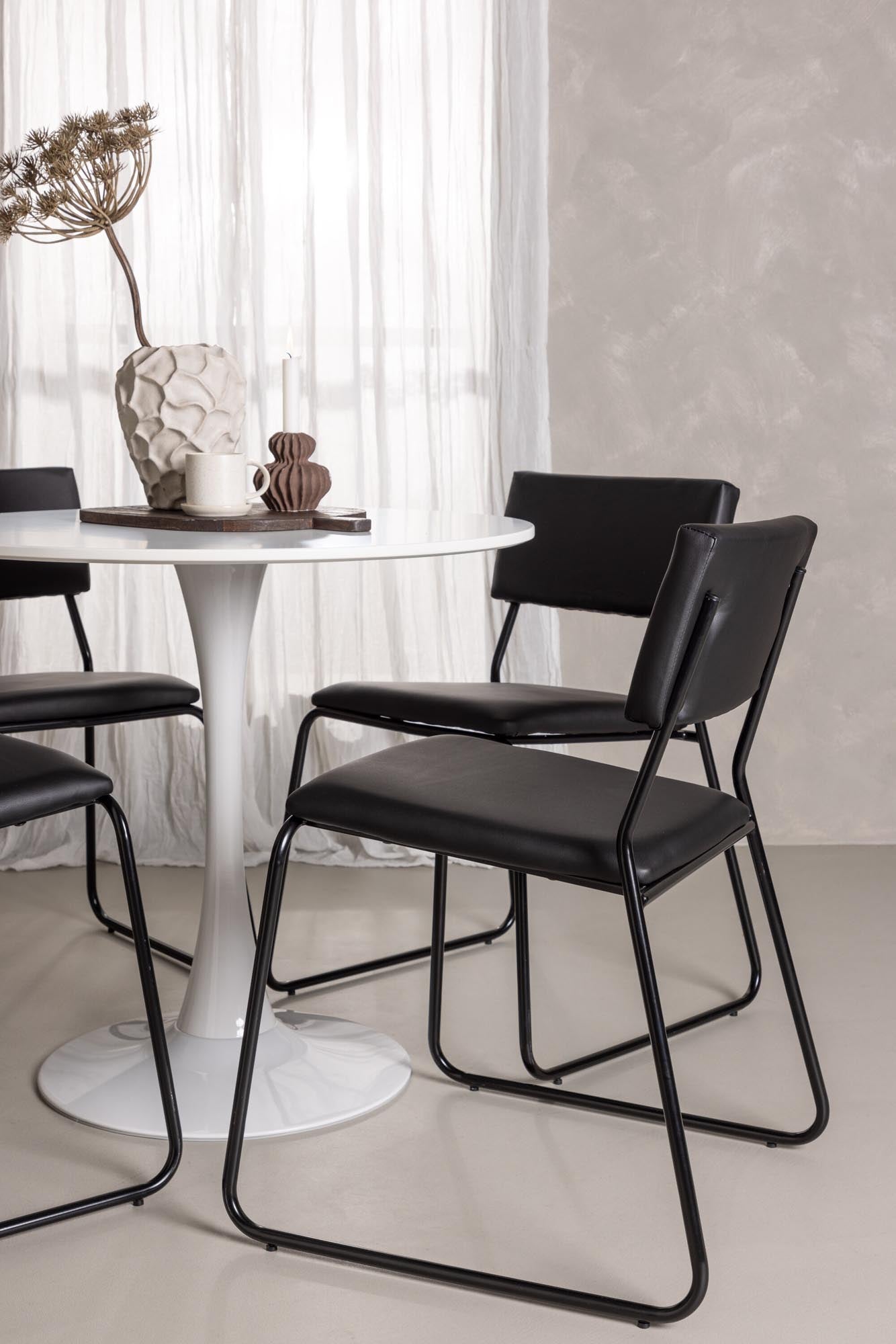 Erleben Sie das elegante Hamden Esszimmerset mit einem runden Tisch (80 cm) und 4 komfortablen Kenth-Stühlen – ideal für gesellige Abende!