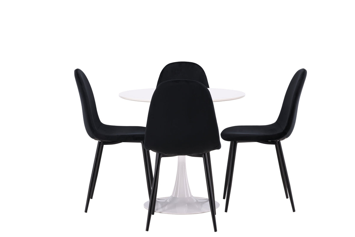 Hamden Esszimmerset + Polar ⌀80cm/4St. in Schwarz präsentiert im Onlineshop von KAQTU Design AG. Esszimmerset ist von Venture Home