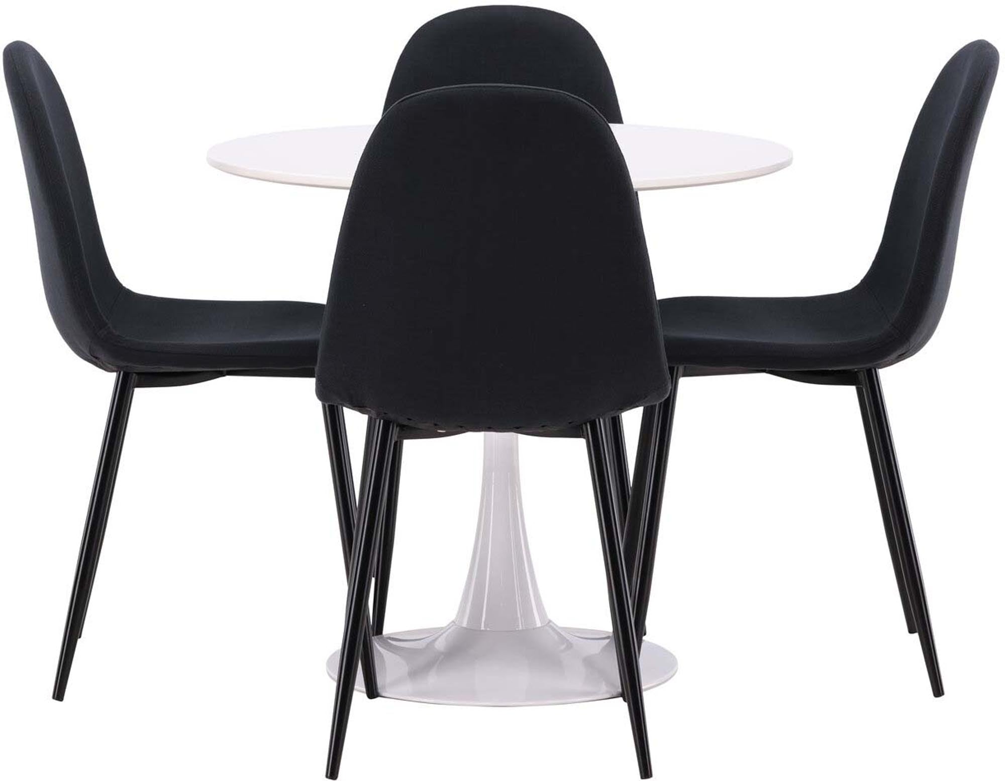 Stilvolles Esszimmerset Hamden + Polar, runder Tisch 80cm mit 4 eleganten Stühlen, ideal für gemütliche Abende und modernes Wohnen.