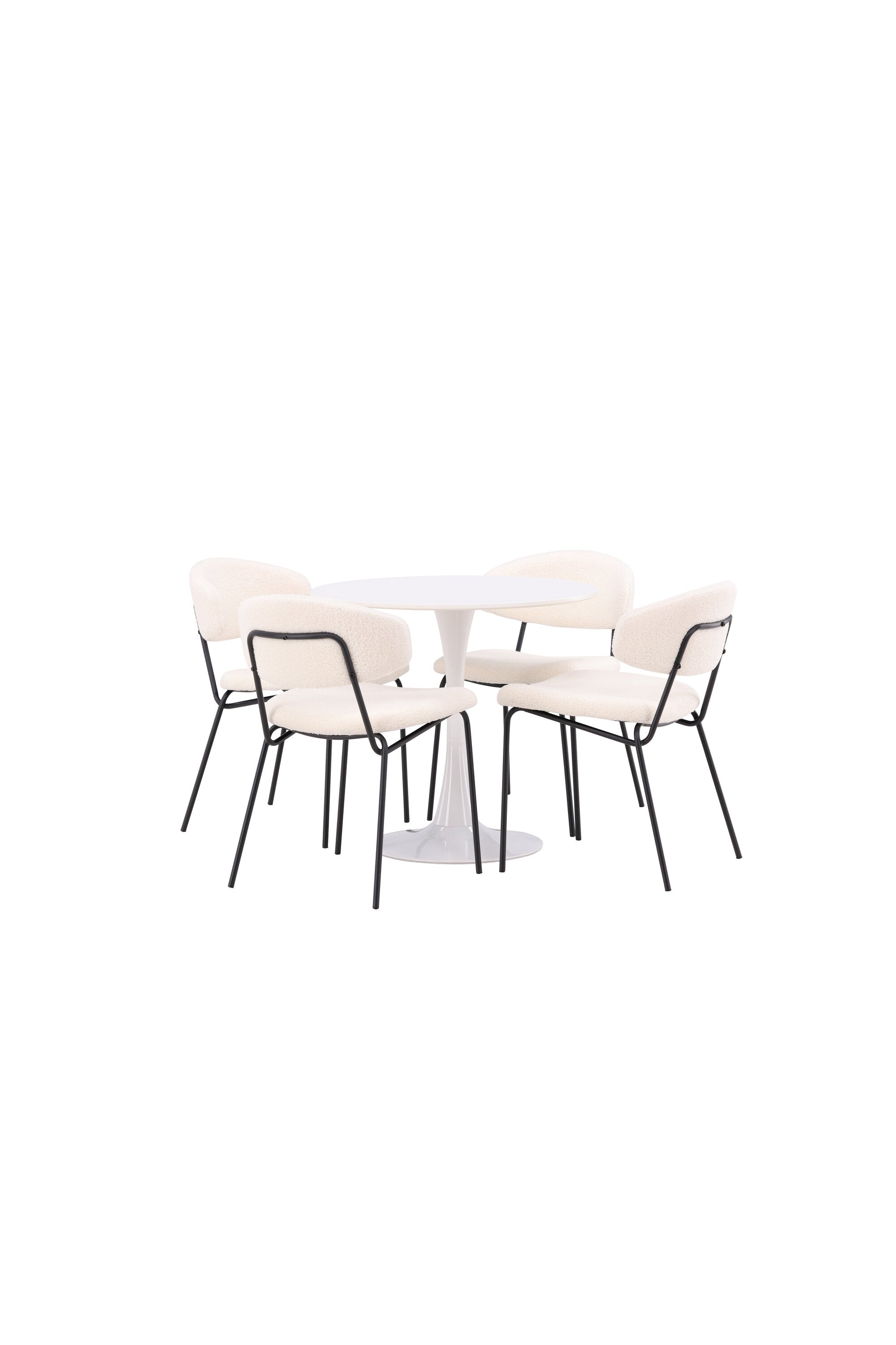Hamden Esszimmerset + Chico ⌀80cm/4St. in Weiss präsentiert im Onlineshop von KAQTU Design AG. Esszimmerset ist von Venture Home