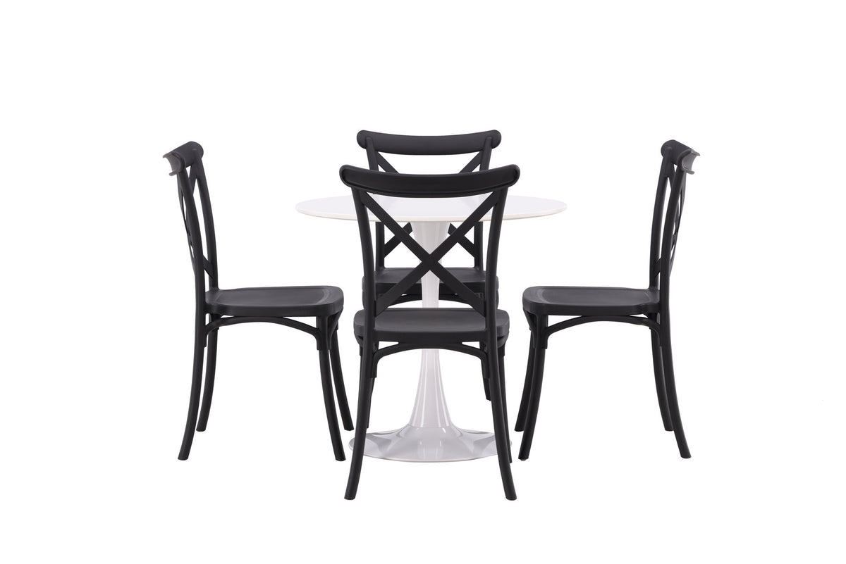 Hamden Esszimmerset + Crosett ⌀80cm/4St. in Schwarz präsentiert im Onlineshop von KAQTU Design AG. Esszimmerset ist von Venture Home