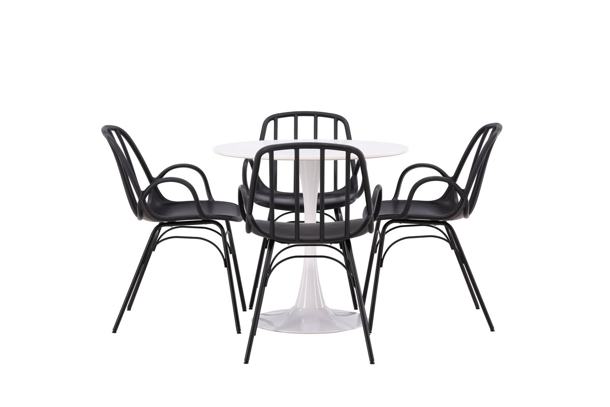 Hamden Esszimmerset + Dyrön ⌀80cm/4St. in Schwarz präsentiert im Onlineshop von KAQTU Design AG. Esszimmerset ist von Venture Home