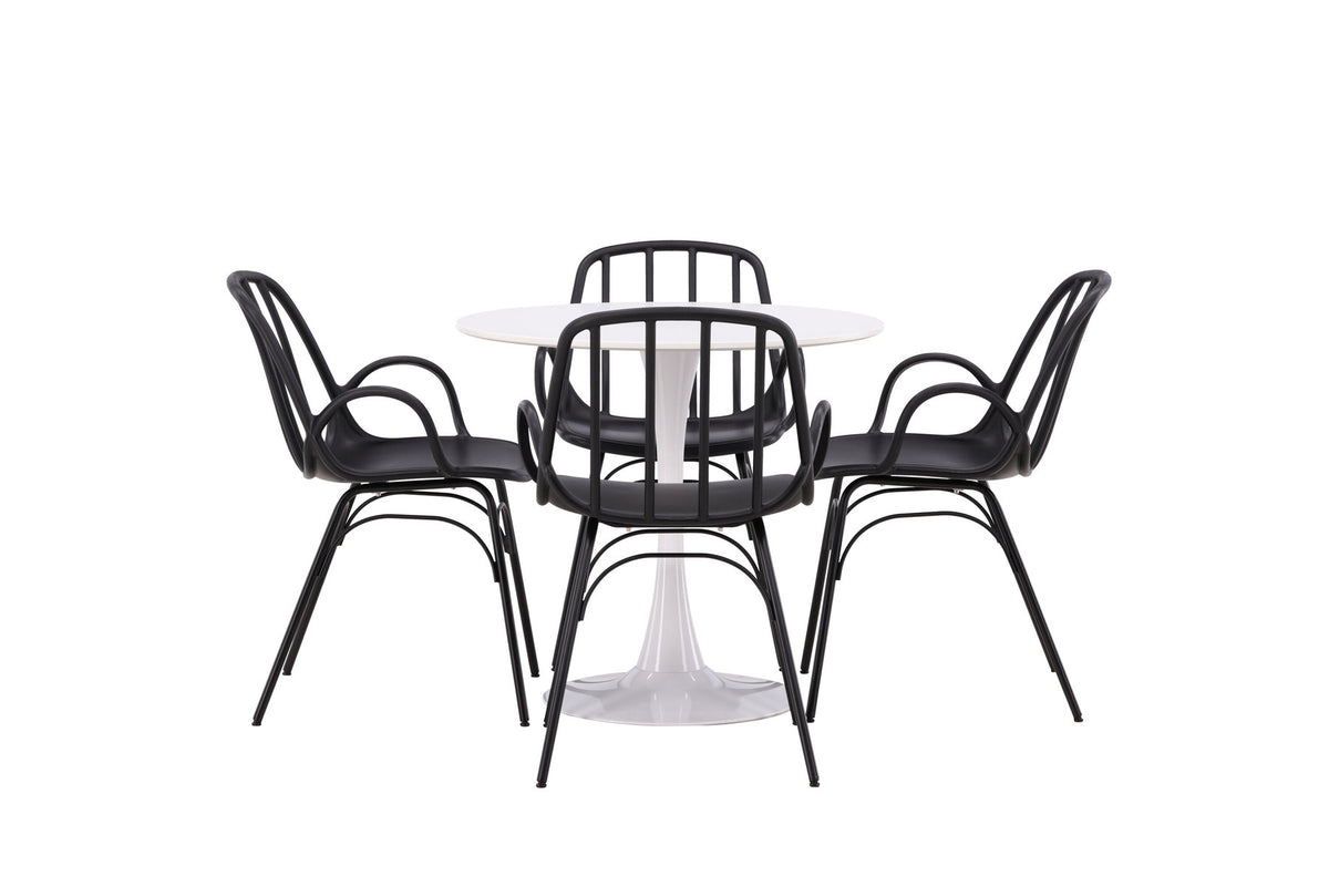 Hamden Esszimmerset + Dyrön ⌀80cm/4St. in Schwarz präsentiert im Onlineshop von KAQTU Design AG. Esszimmerset ist von Venture Home
