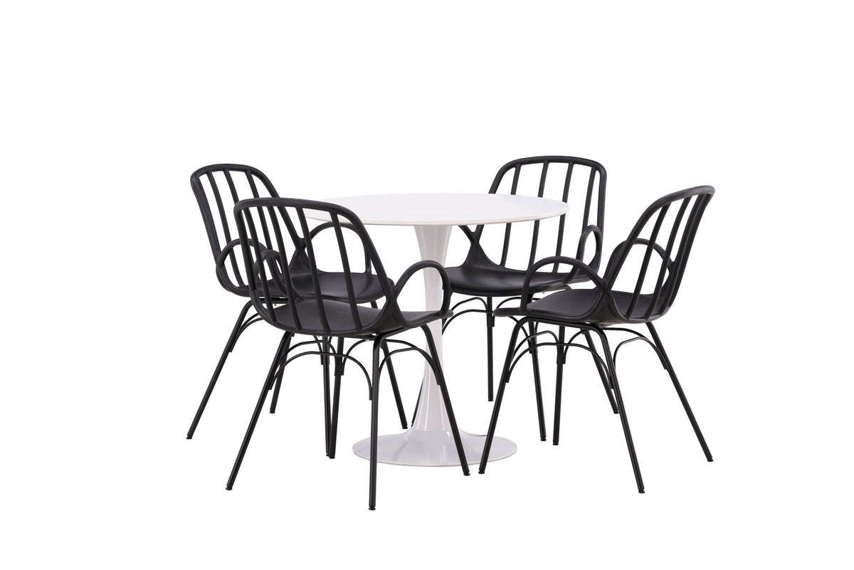 Hamden Esszimmerset + Dyrön ⌀80cm/4St. in Schwarz präsentiert im Onlineshop von KAQTU Design AG. Esszimmerset ist von Venture Home