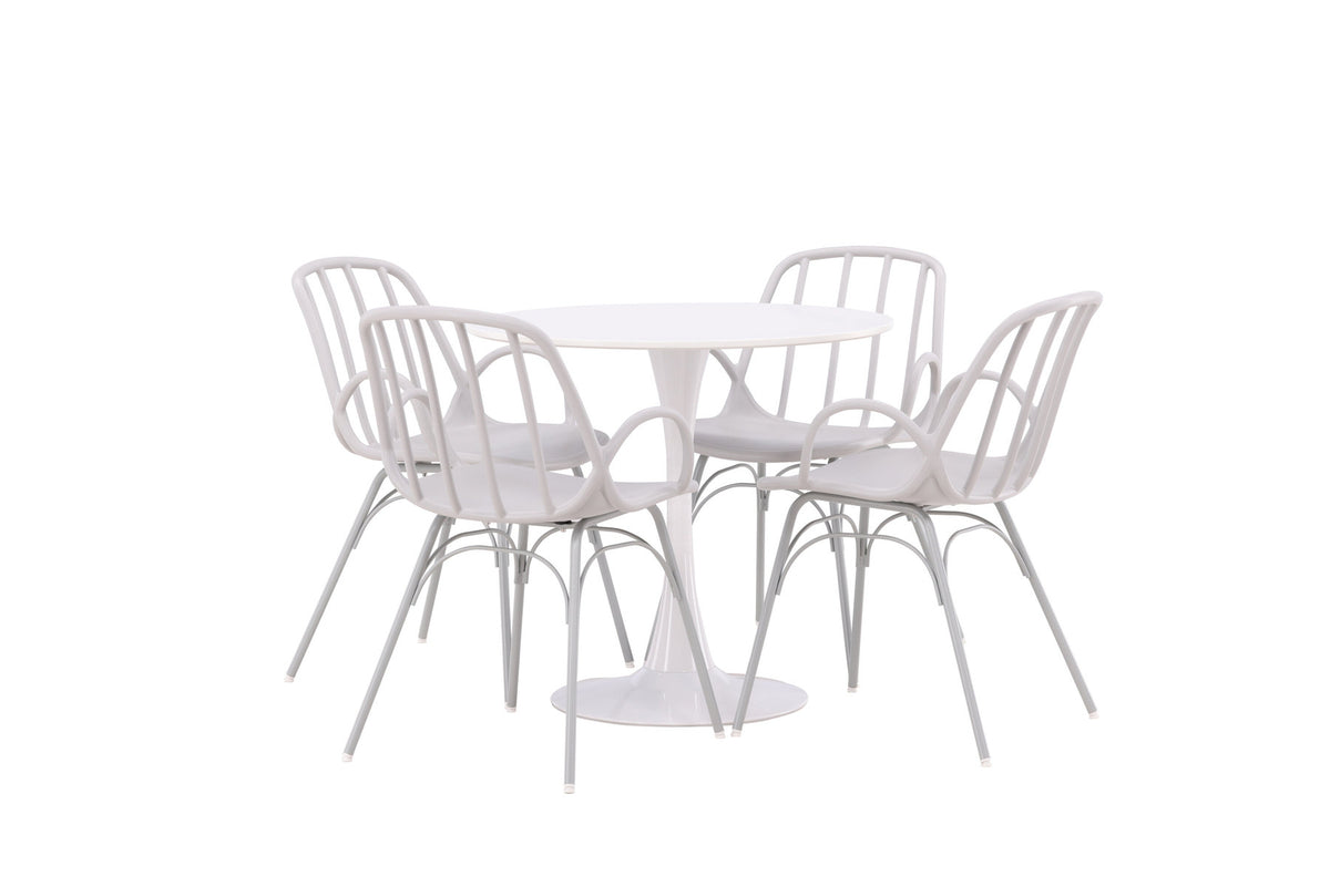 Hamden Esszimmerset + Dyrön ⌀80cm/4St. in Greige präsentiert im Onlineshop von KAQTU Design AG. Esszimmerset ist von Venture Home