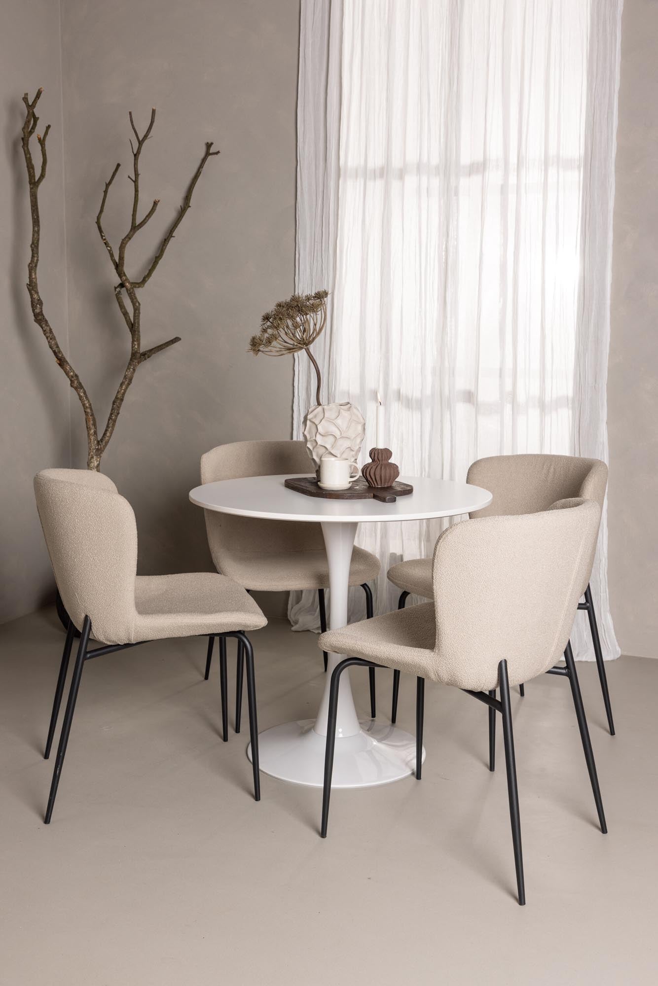 Verleihen Sie Ihrem Essbereich mit dem Hamden Esszimmerset + Modesto von Venture Home einen Hauch von Eleganz. Runder Tisch und 4 stilvolle Stühle.