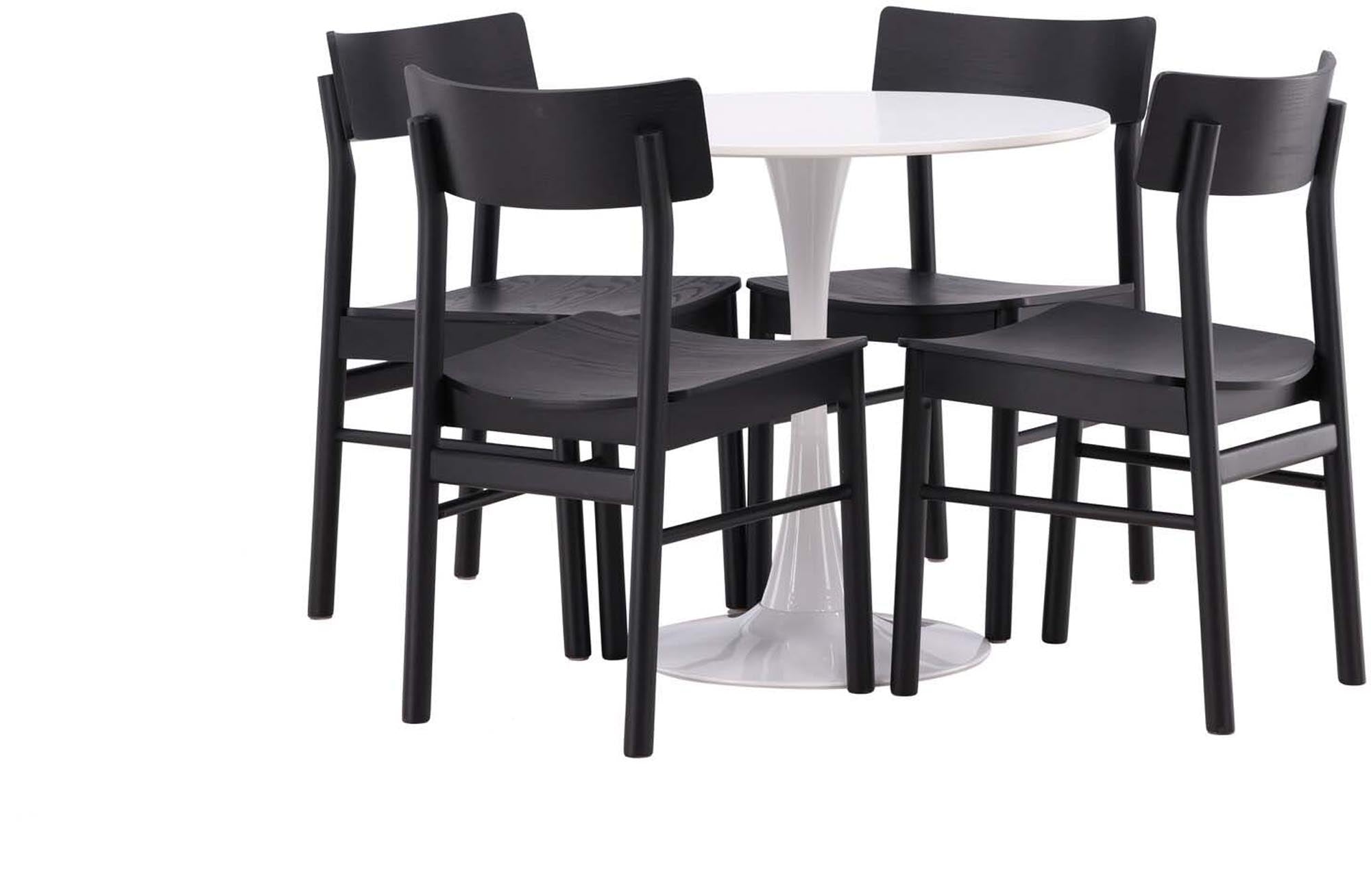 Stilvolles Hamden Esszimmerset mit rundem Tisch und 4 Stühlen.