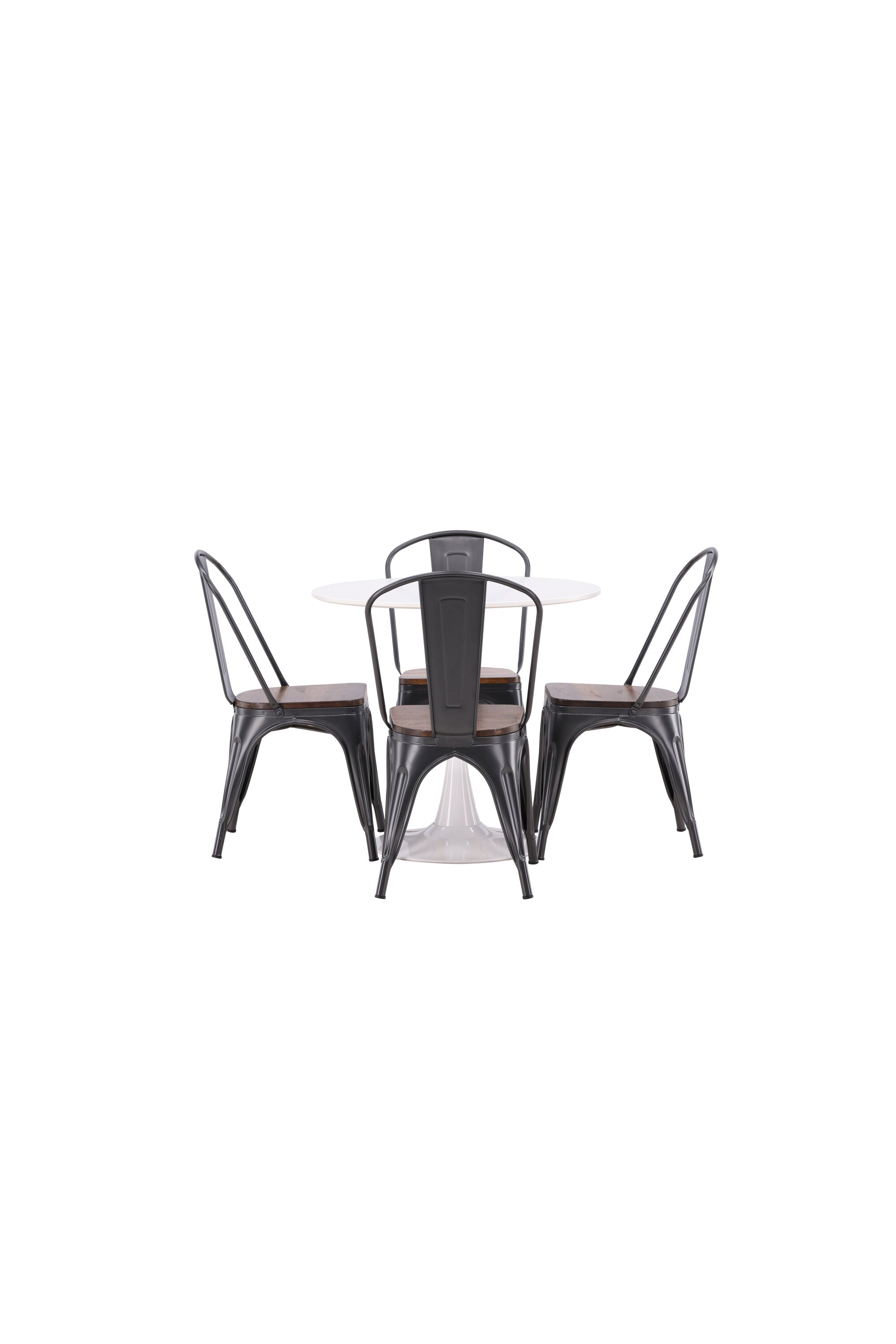 Hamden Esszimmerset + Tempe ⌀80cm/4St. in Dunkelgrau, Walnuss präsentiert im Onlineshop von KAQTU Design AG. Esszimmerset ist von Venture Home