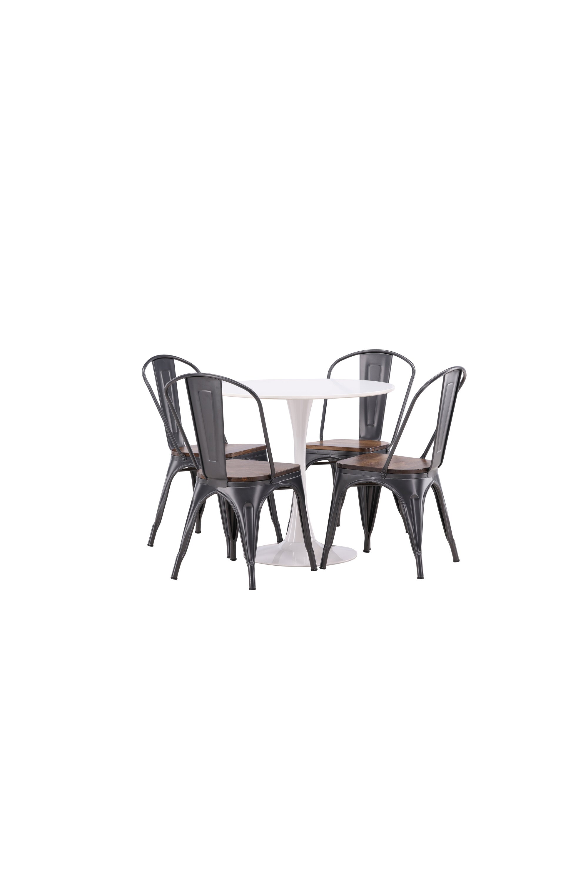 Hamden Esszimmerset + Tempe ⌀80cm/4St. in Dunkelgrau, Walnuss präsentiert im Onlineshop von KAQTU Design AG. Esszimmerset ist von Venture Home