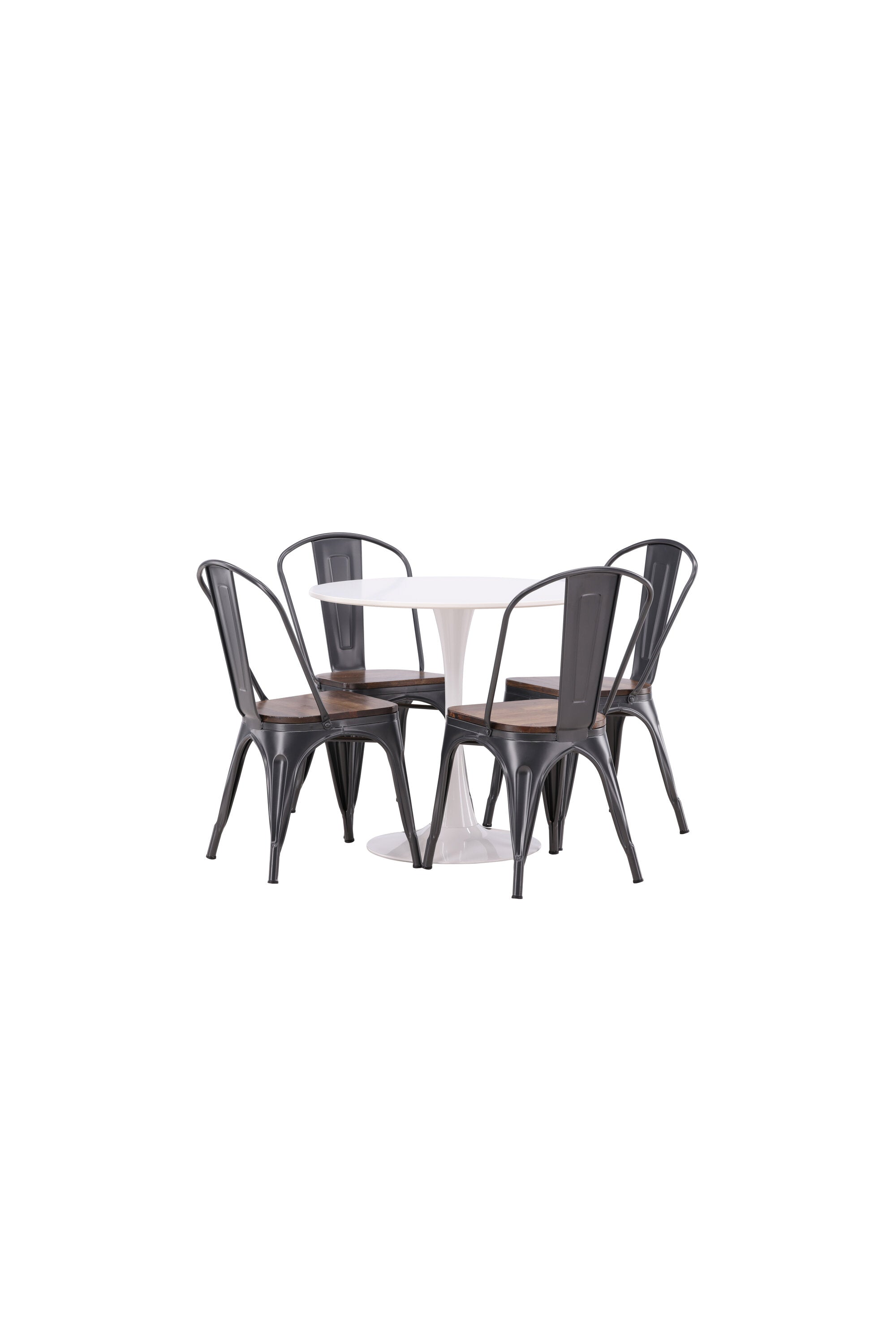 Hamden Esszimmerset + Tempe ⌀80cm/4St. in Dunkelgrau, Walnuss präsentiert im Onlineshop von KAQTU Design AG. Esszimmerset ist von Venture Home