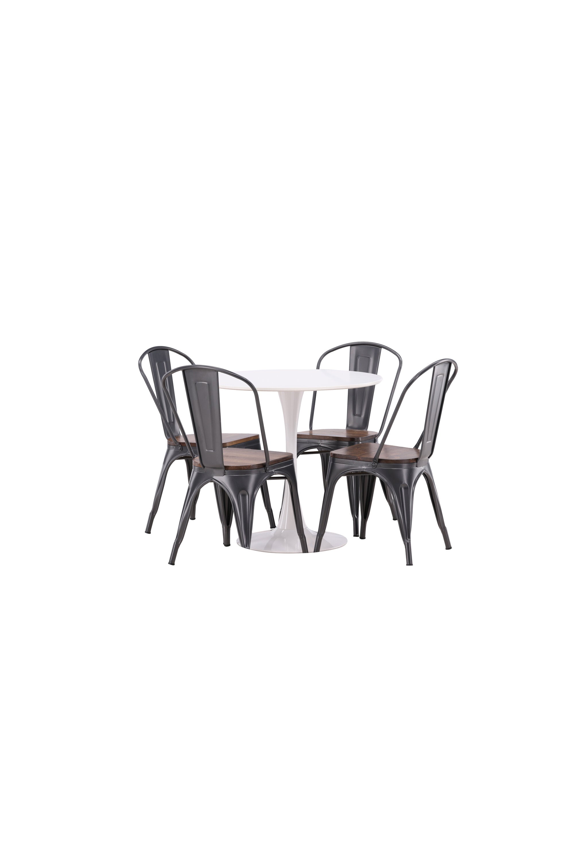 Hamden Esszimmerset + Tempe ⌀80cm/4St. in Dunkelgrau, Walnuss präsentiert im Onlineshop von KAQTU Design AG. Esszimmerset ist von Venture Home