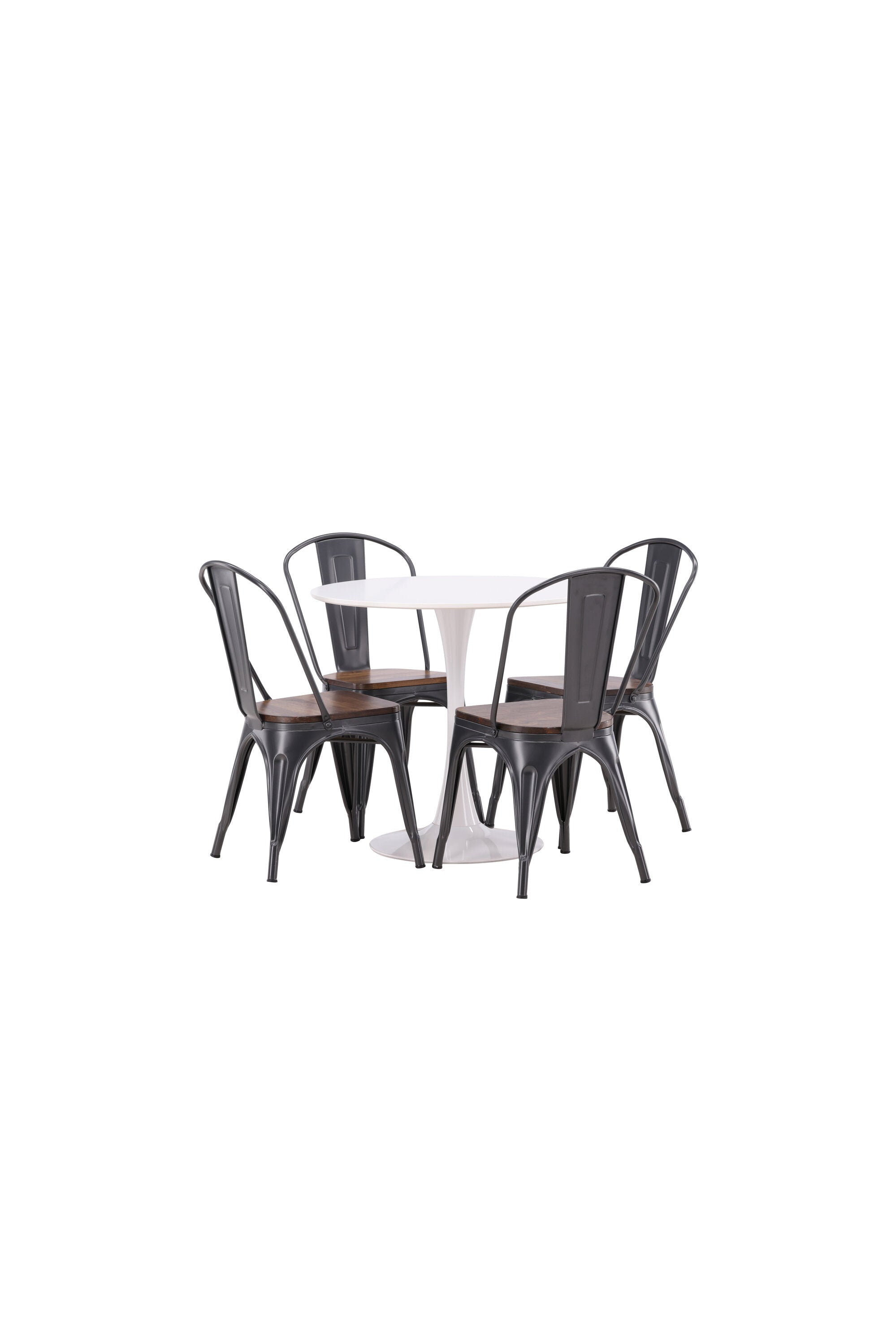Hamden Esszimmerset + Tempe ⌀80cm/4St. in Dunkelgrau, Walnuss präsentiert im Onlineshop von KAQTU Design AG. Esszimmerset ist von Venture Home