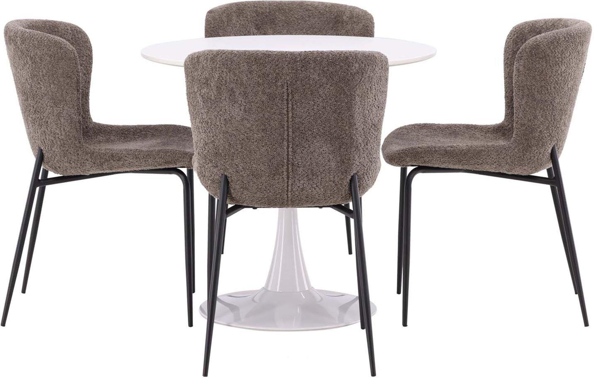 Elegantes Esszimmerset Hamden mit rundem Modesto Tisch für 4.