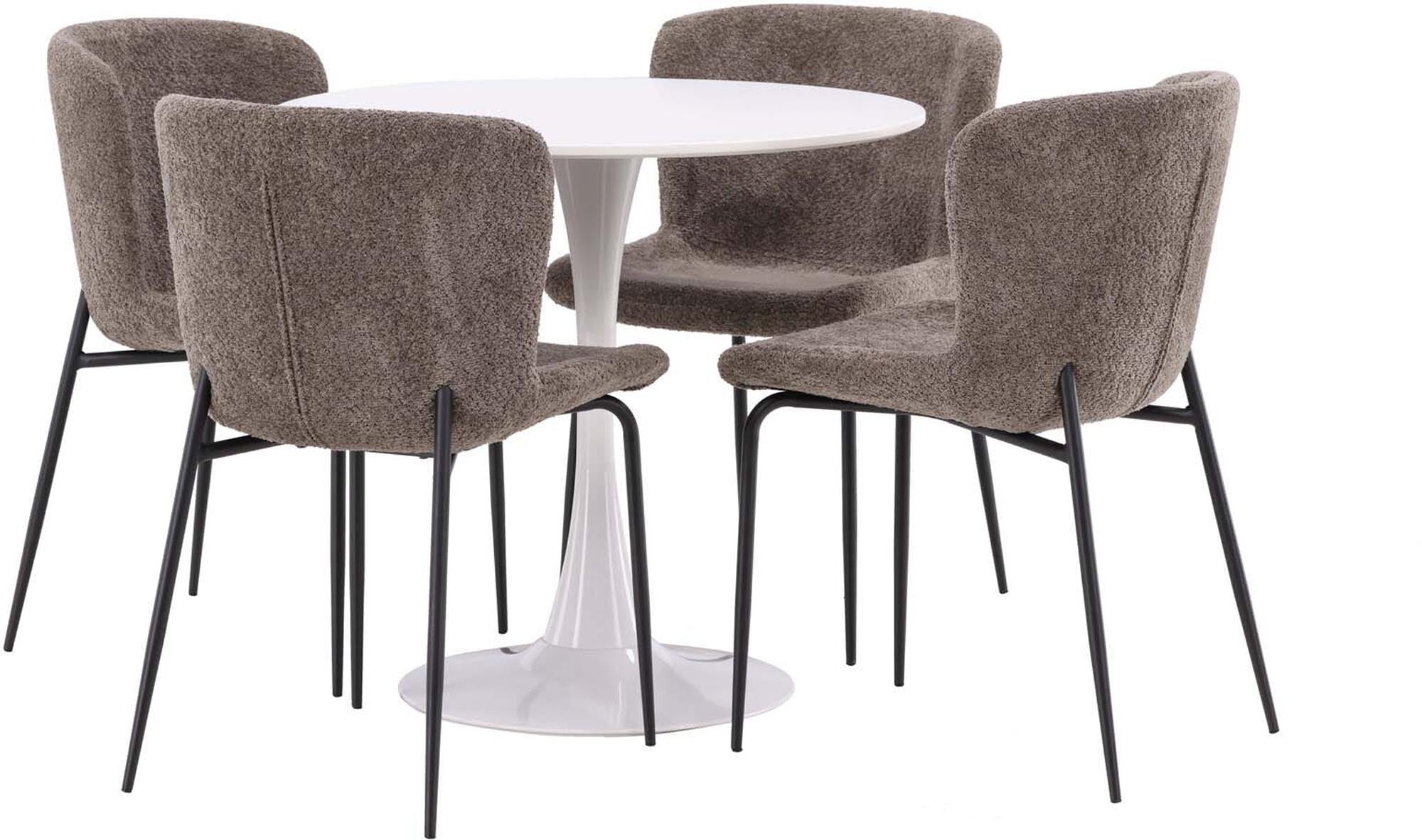 Elegantes Hamden Set mit rundem Modesto Tisch für 4 von Venture Home.