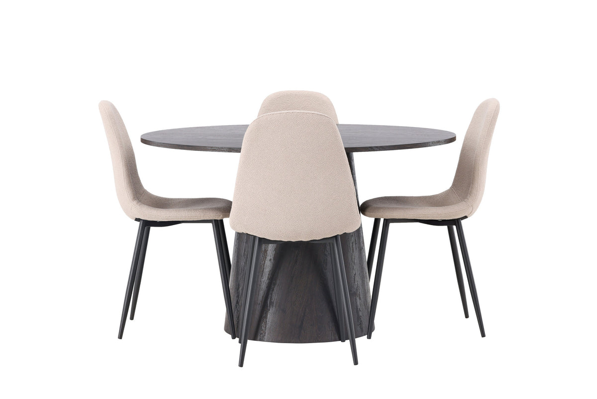 Lanzo Esszimmerset + Polar ⌀120cm/4St. in Braun / Beige / Schwarz präsentiert im Onlineshop von KAQTU Design AG. Esszimmerset ist von Venture Home