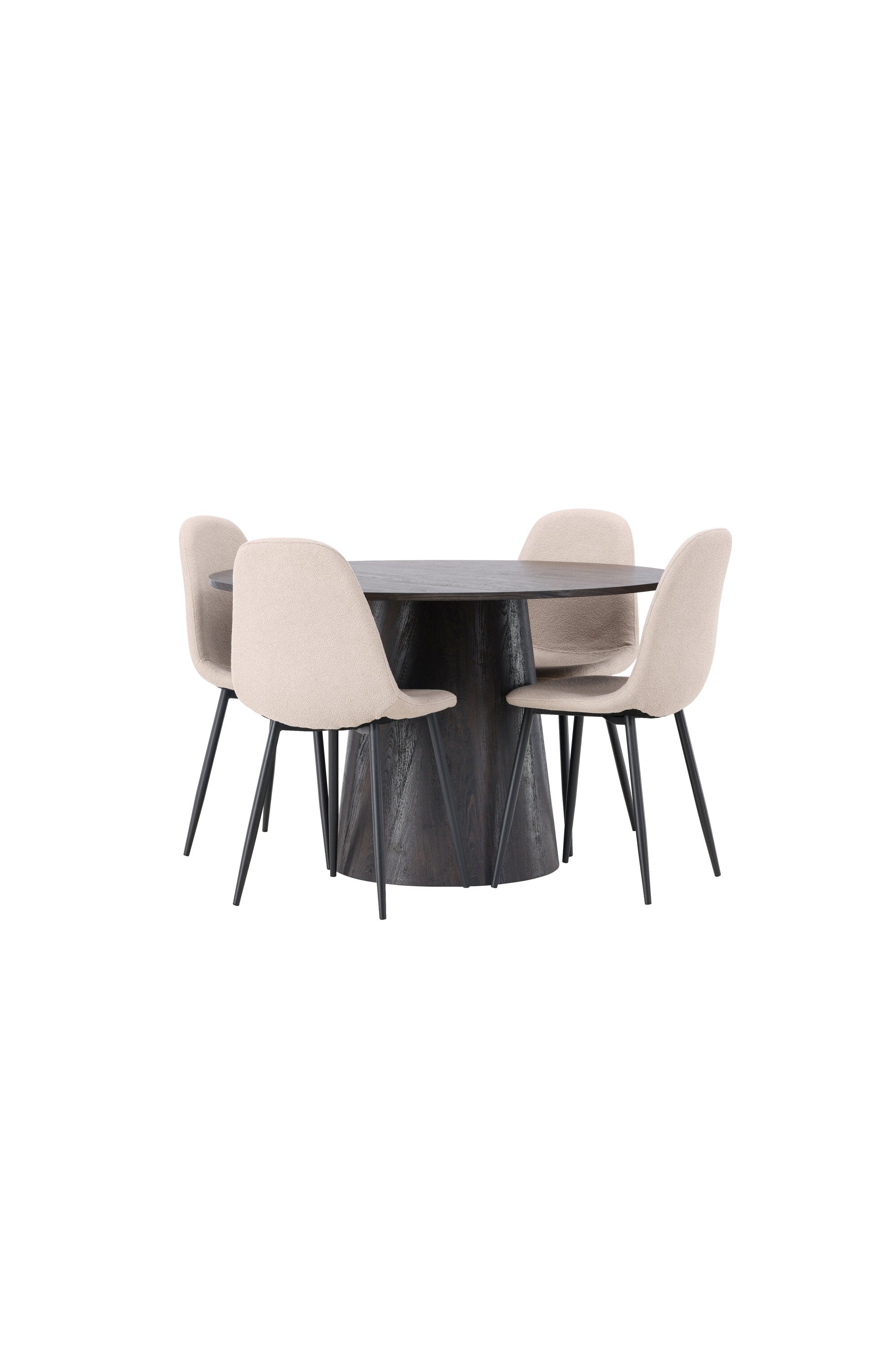 Lanzo Esszimmerset + Polar ⌀120cm/4St. in Braun / Beige / Schwarz präsentiert im Onlineshop von KAQTU Design AG. Esszimmerset ist von Venture Home