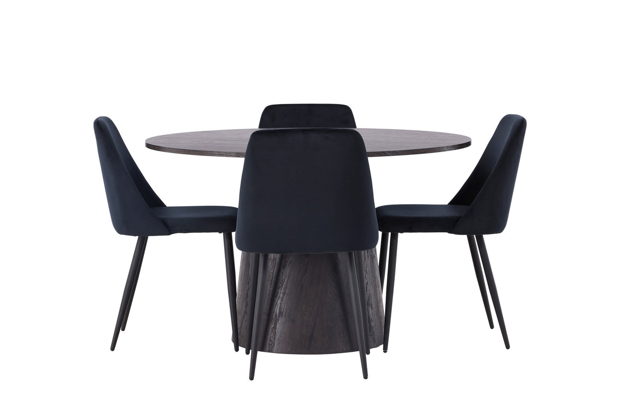 Lanzo Esszimmerset + Night ⌀120cm/4St. in Schwarz präsentiert im Onlineshop von KAQTU Design AG. Esszimmerset ist von Venture Home