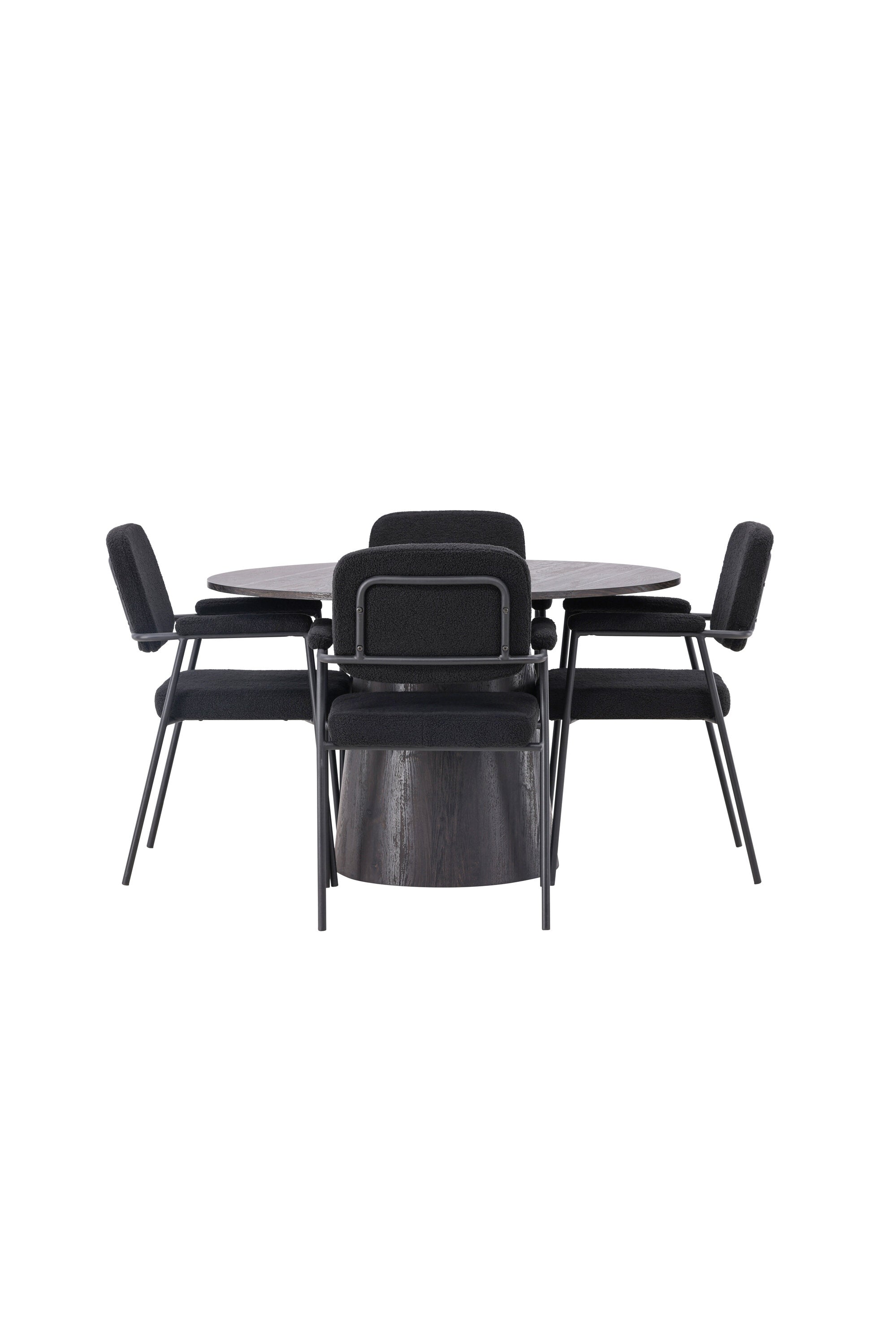 Lanzo Esszimmerset + Yesterday ⌀120cm/4St. in Braun / Schwarz präsentiert im Onlineshop von KAQTU Design AG. Esszimmerset ist von Venture Home