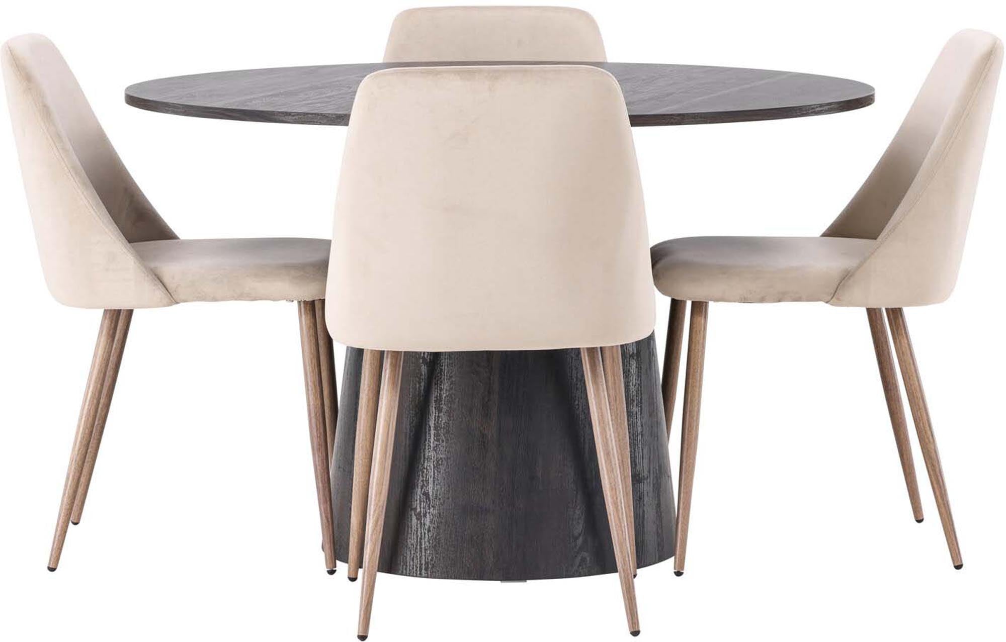 Elegantes Lanzo Esszimmerset für 4 von Venture Home, Ø120cm Tisch.